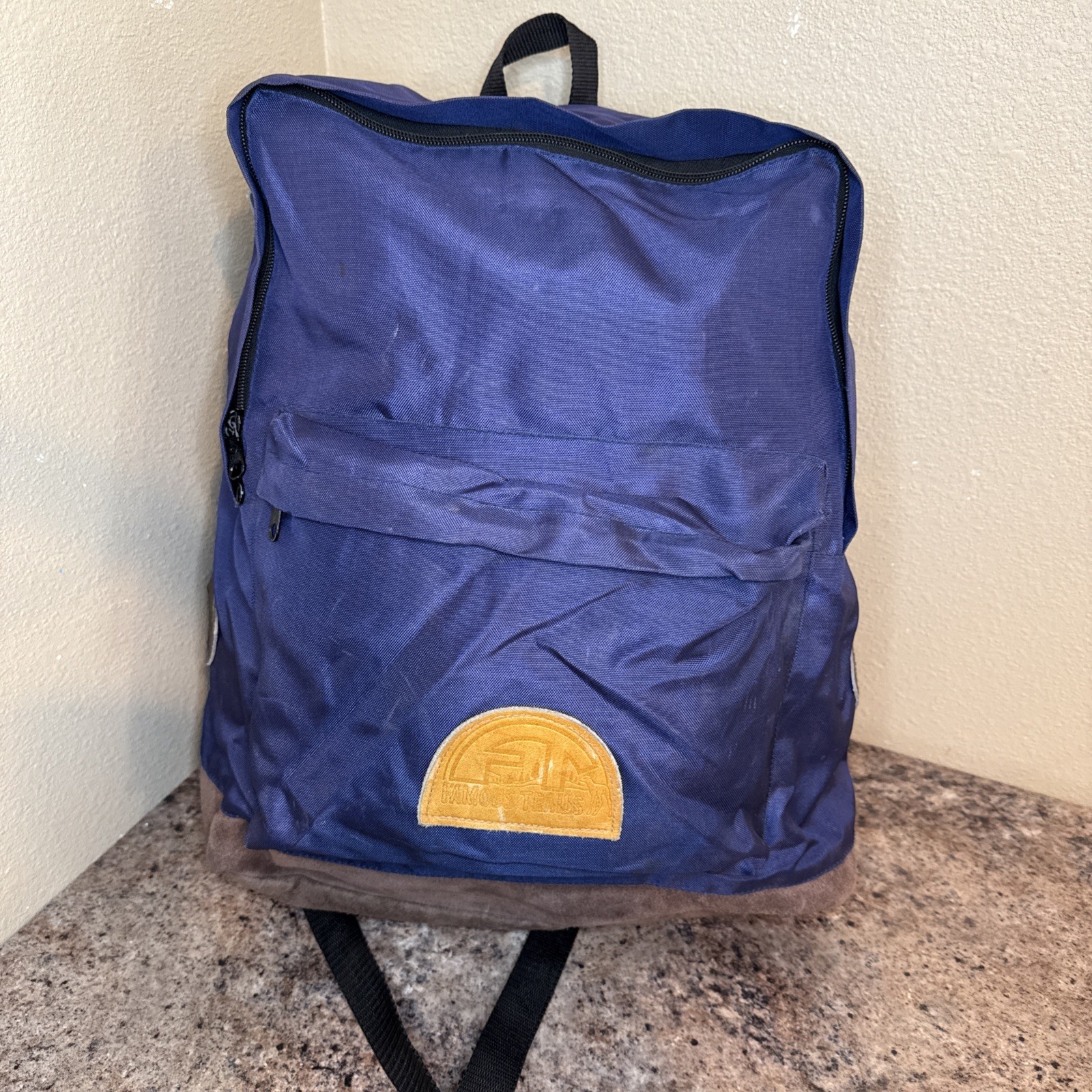 Vintage Famous Trails Backpack Large Blue Hiking, Camping, School Backpack