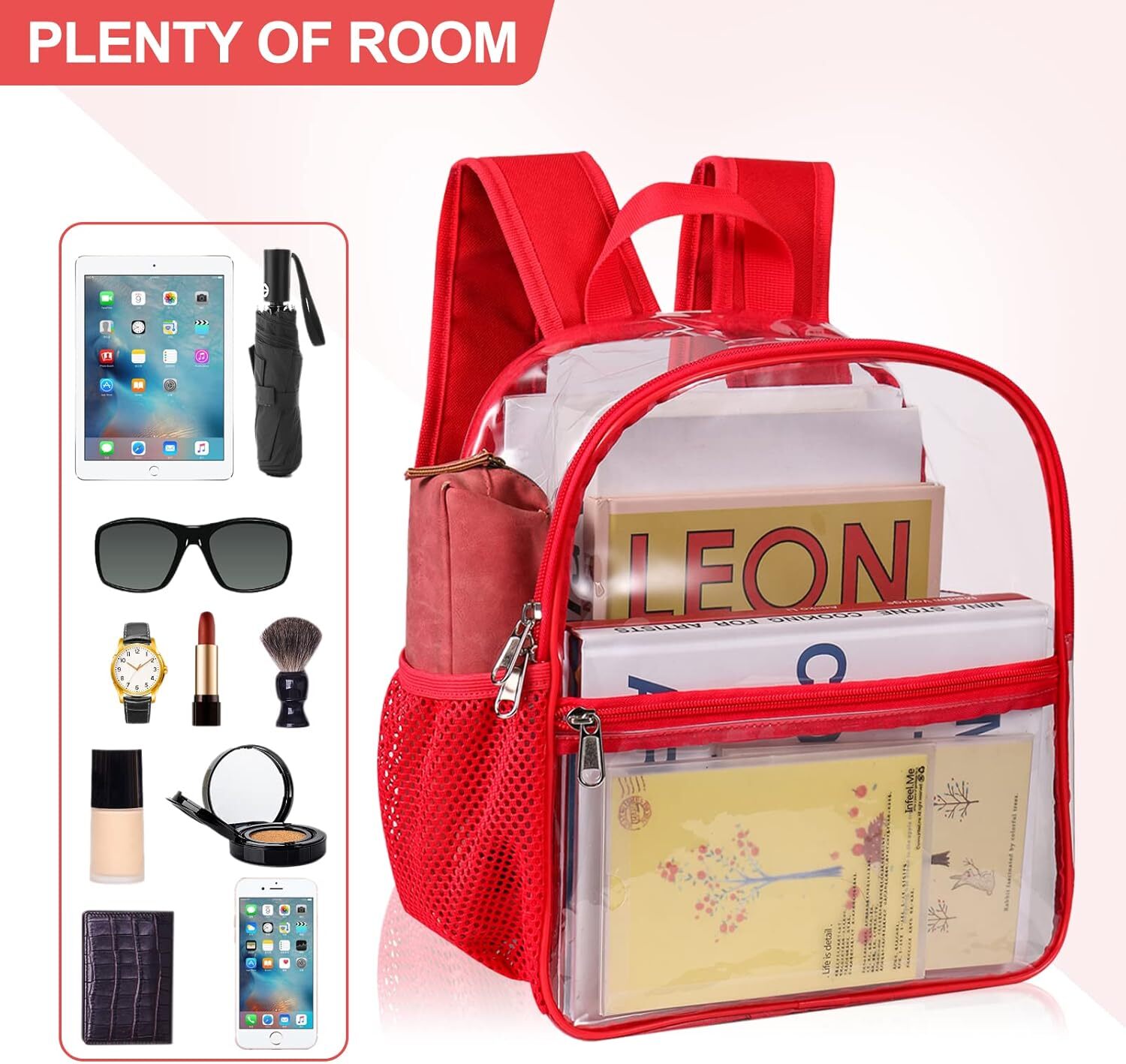 Clear Stadium Backpack 12×6×12 Small Clear Bag Stadium Approved Great for Games