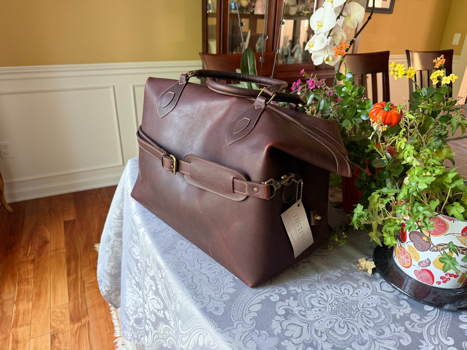 Tusting Explorer Duffel Bag, All Leather + NEVER USED still with tags