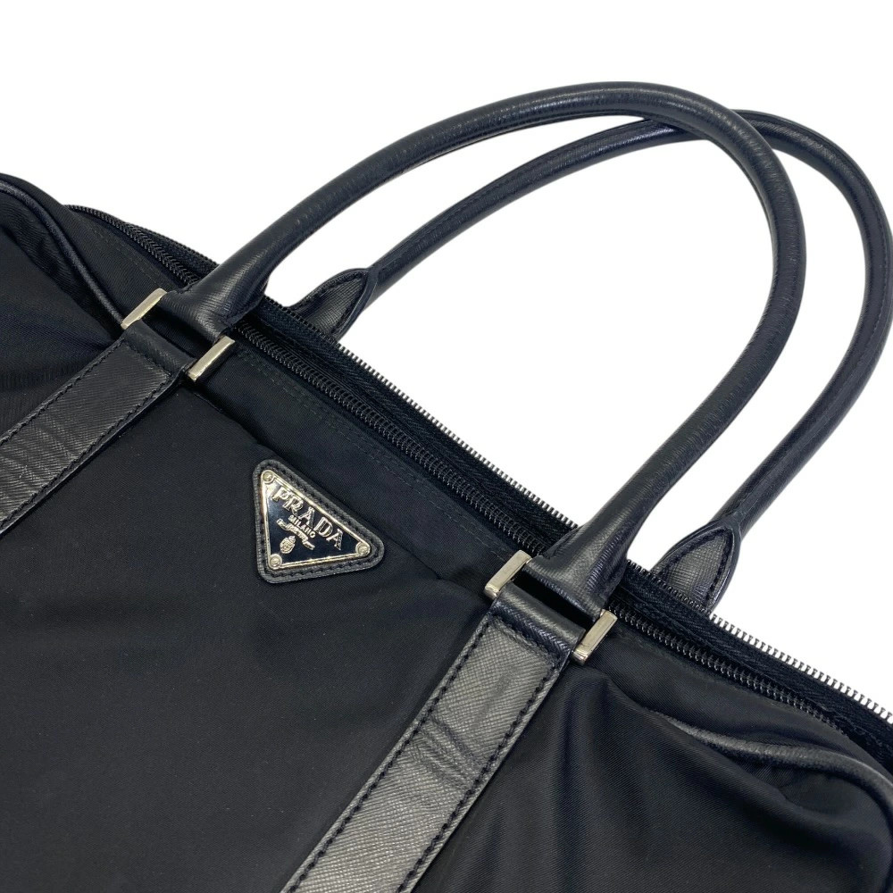 PRADA Briefcase Business Bag Nylon Saffiano Leather Triangle Logo Nero Black