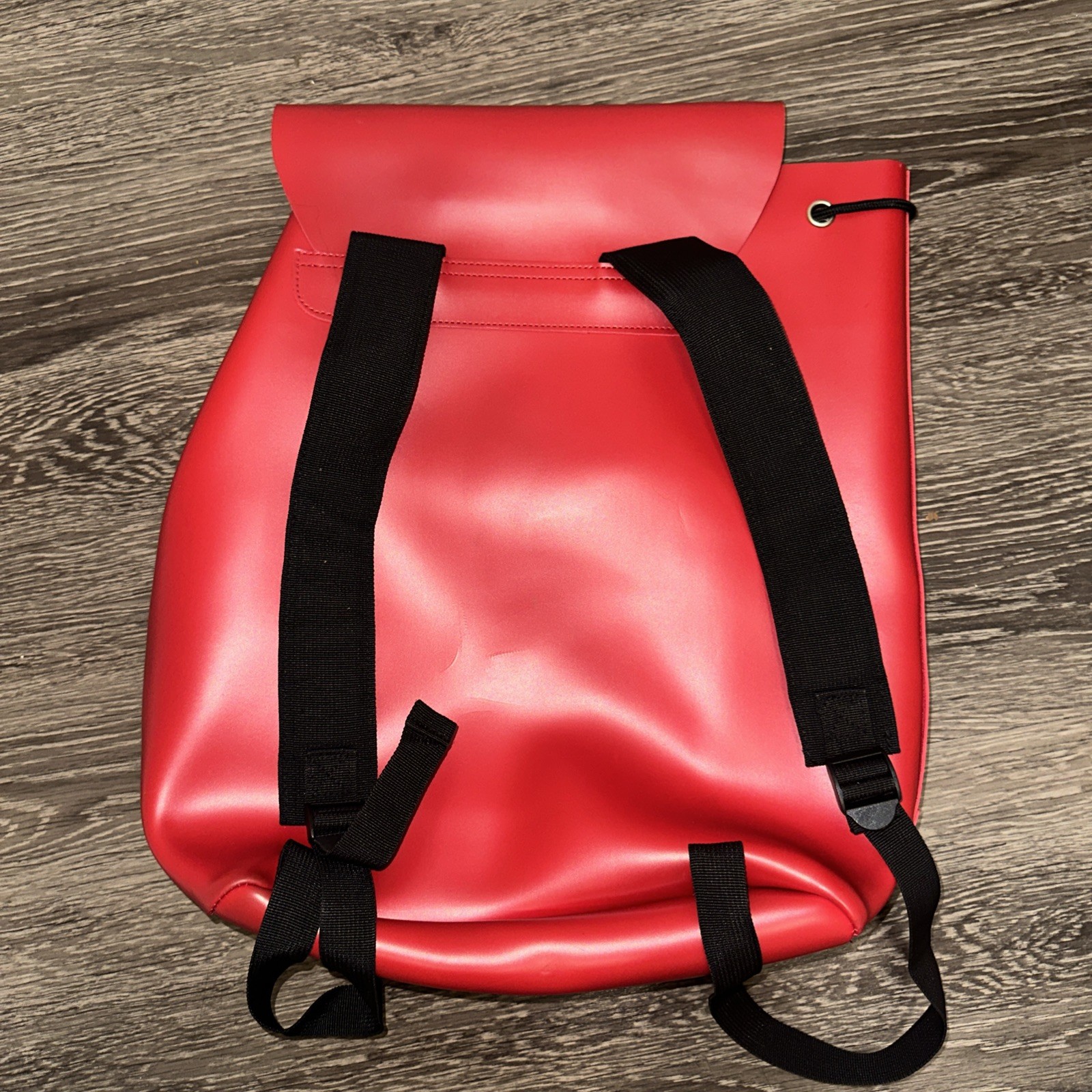 VTG Virgin Voyages Rubber Backpack Leather Look Red Bag Rare High Street Limited