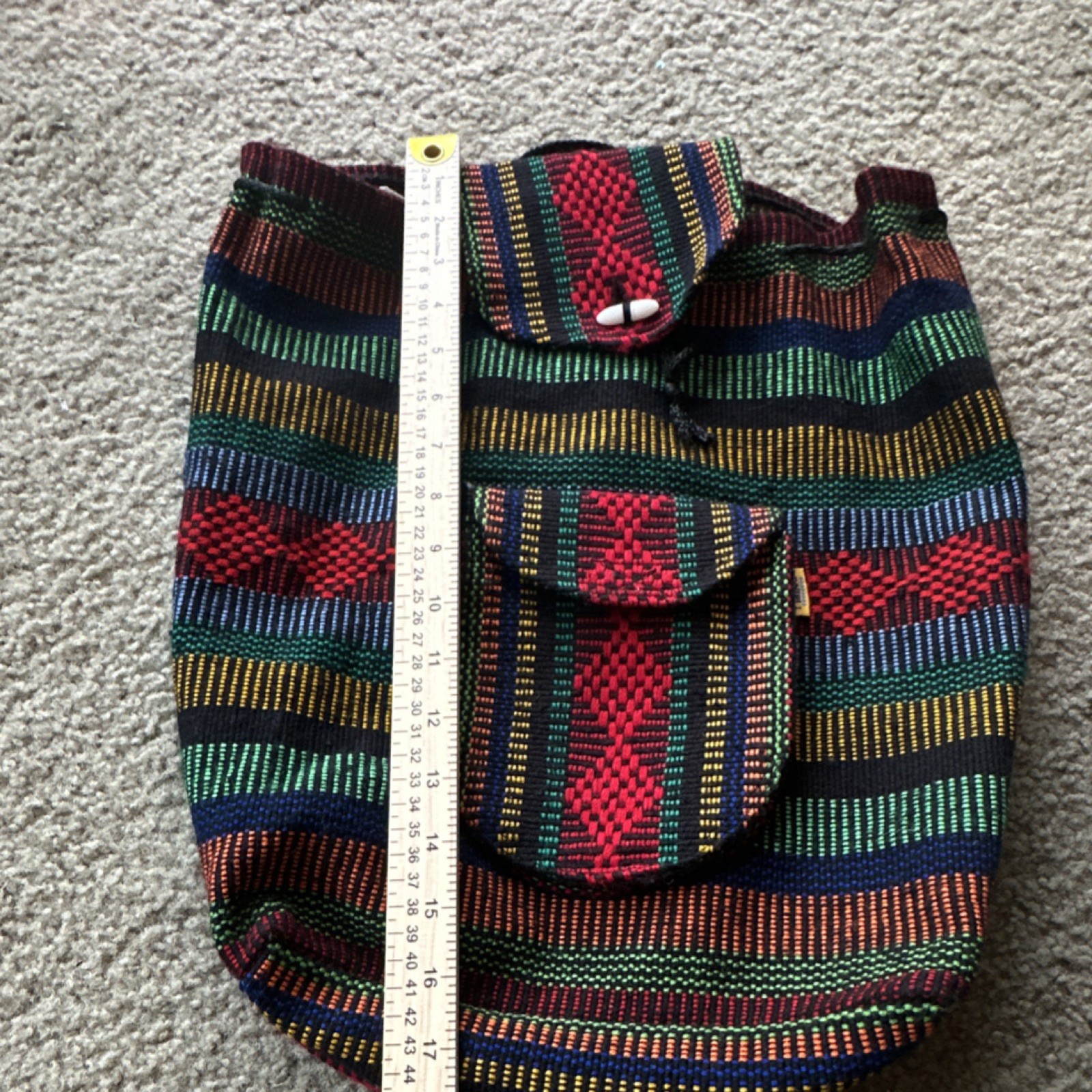 Pinzon Multicolor Striped Backpack, Button Closure, Outer Pocket, Shoulder Strap