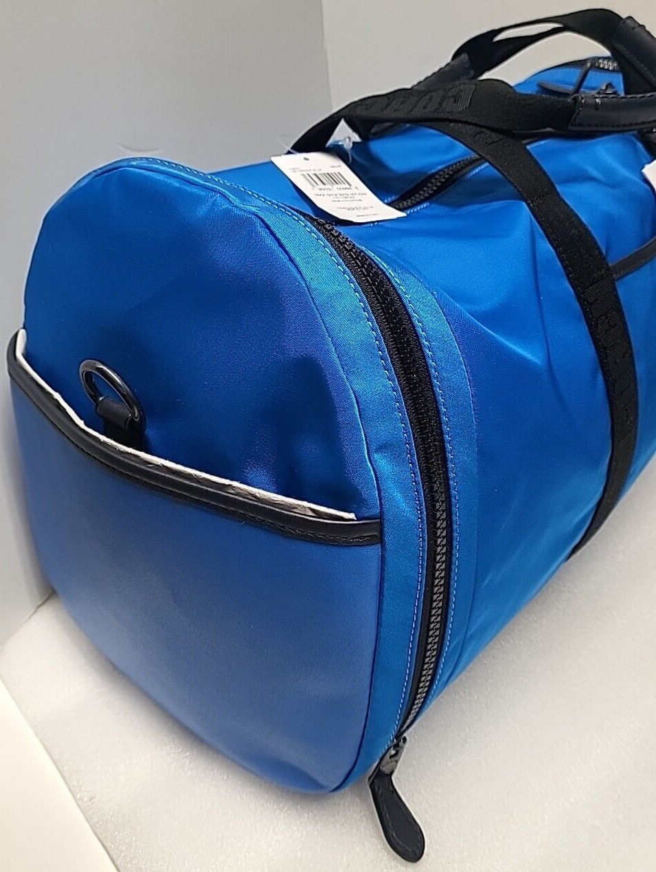 Coach Max Gym Bag Nylon Travel Duffle Bright Blue Black Trim C9835 MSRP $598 NWT