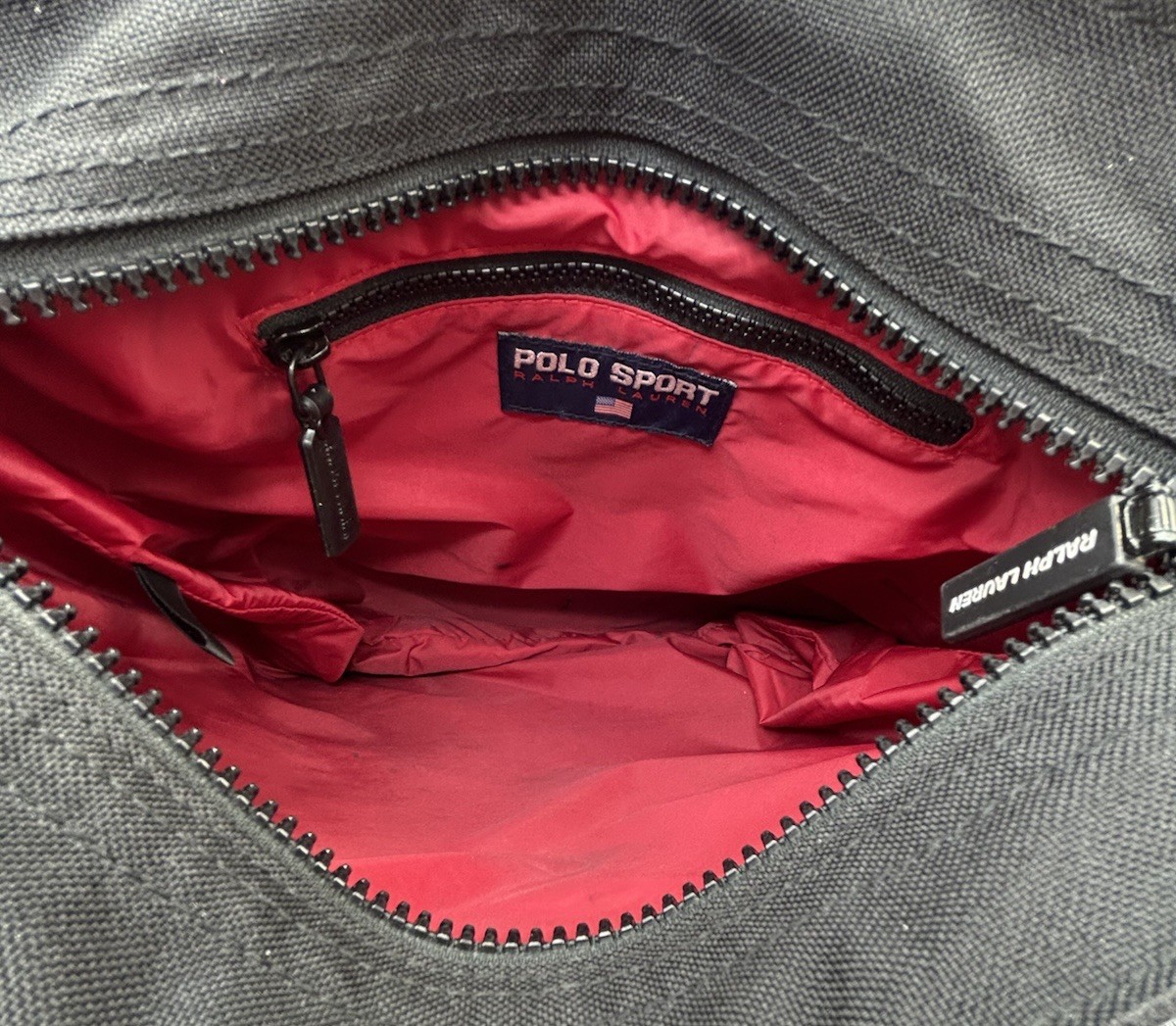 VTG Polo Sport Ralph Lauren Messenger Bag Black Shoulder Crossbody 90’s