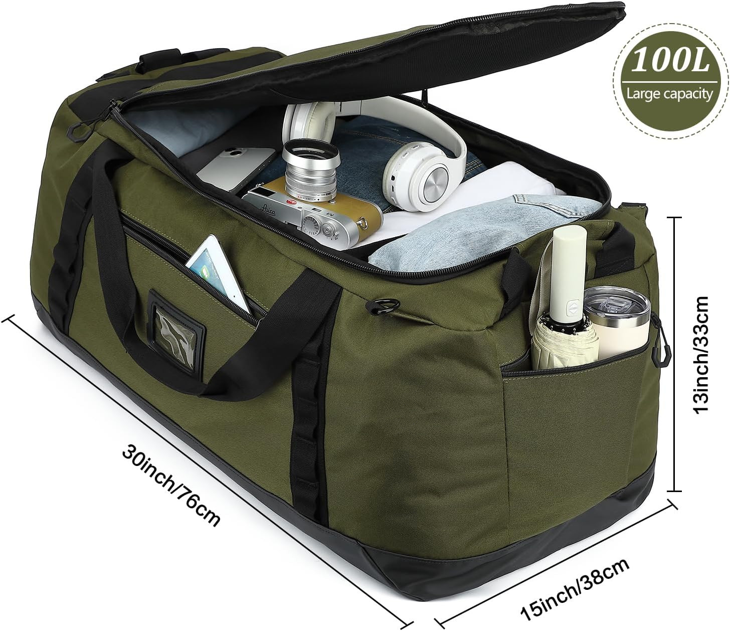 100L Extra Large Travel Duffle Bag Backpack for Men, 3 in 1 Sports