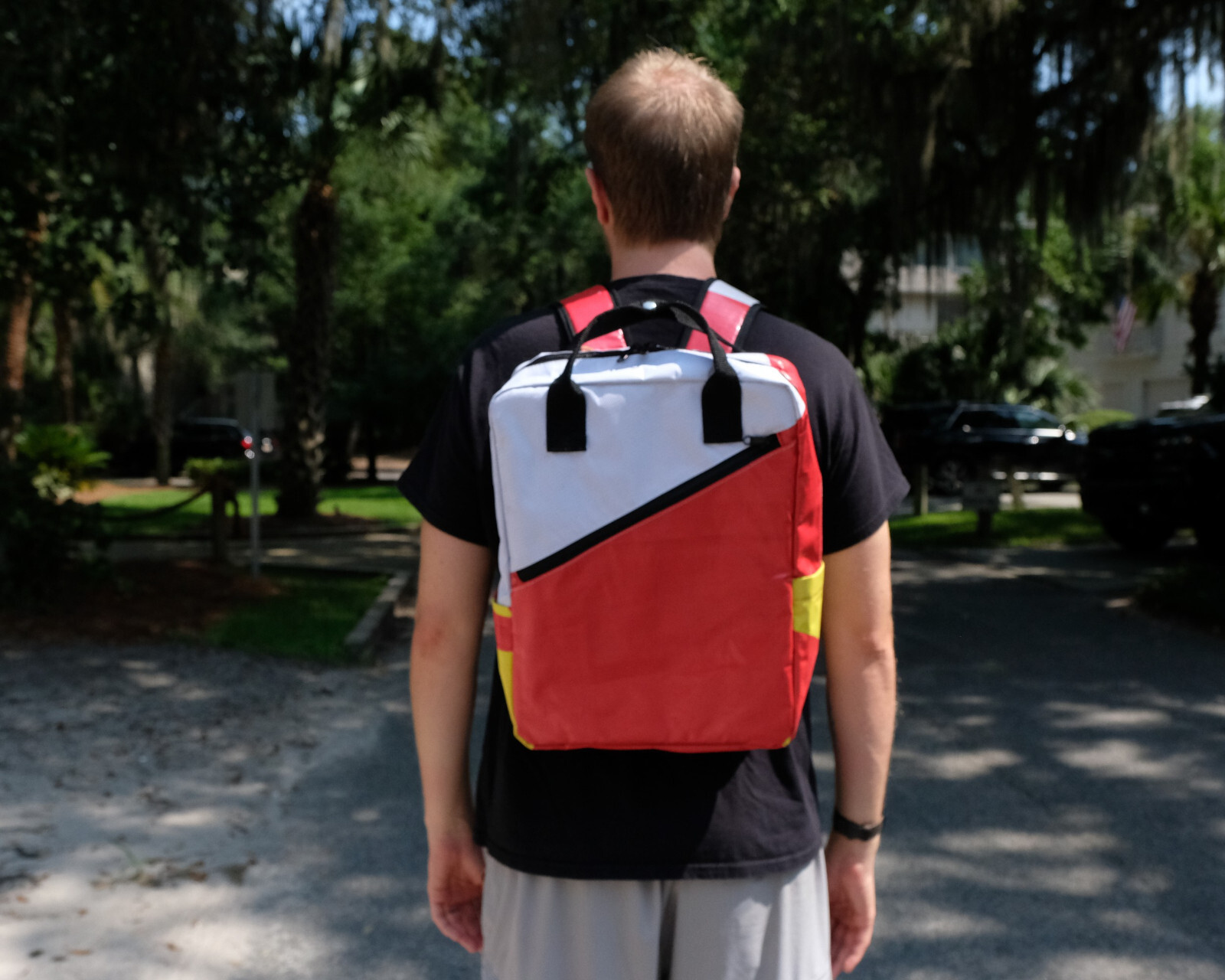 Recycled Backpack Unisex Red Upcycled Backpack Ecofriendly Urban Style