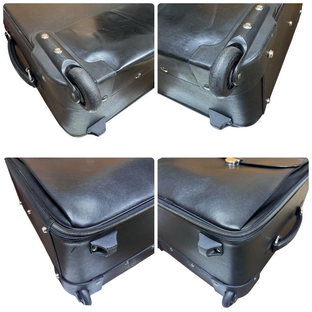 Giorgio Armani Leather Carry On Suitcase Black Made in Italy W36cm H45cm
