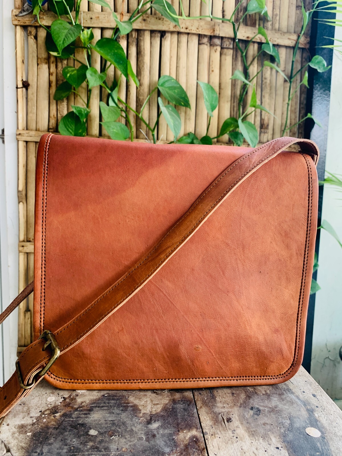 Handmade expandable Goat Limited Leather Laptop Satchel