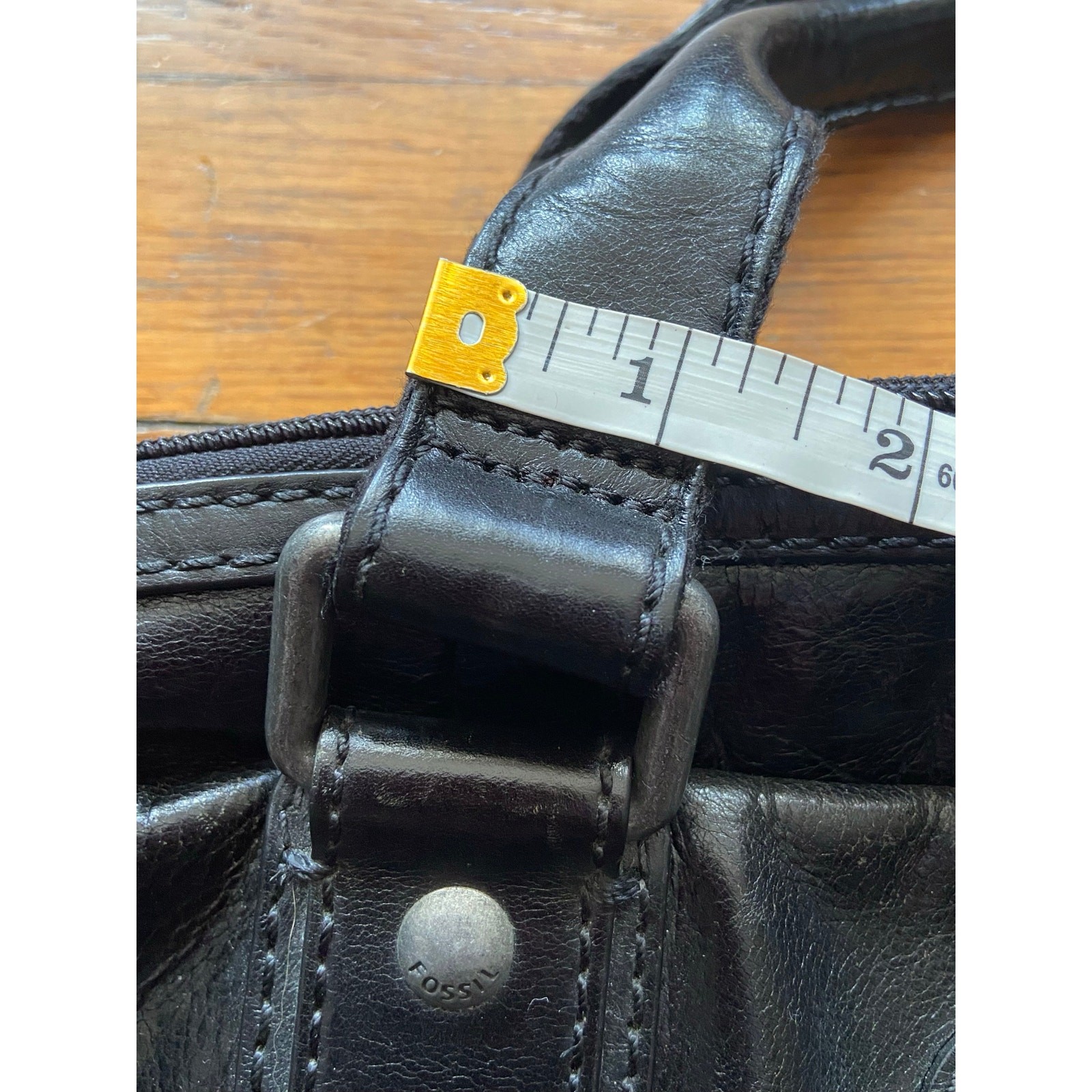 FOSSIL Black Leather Padded Mens Attache