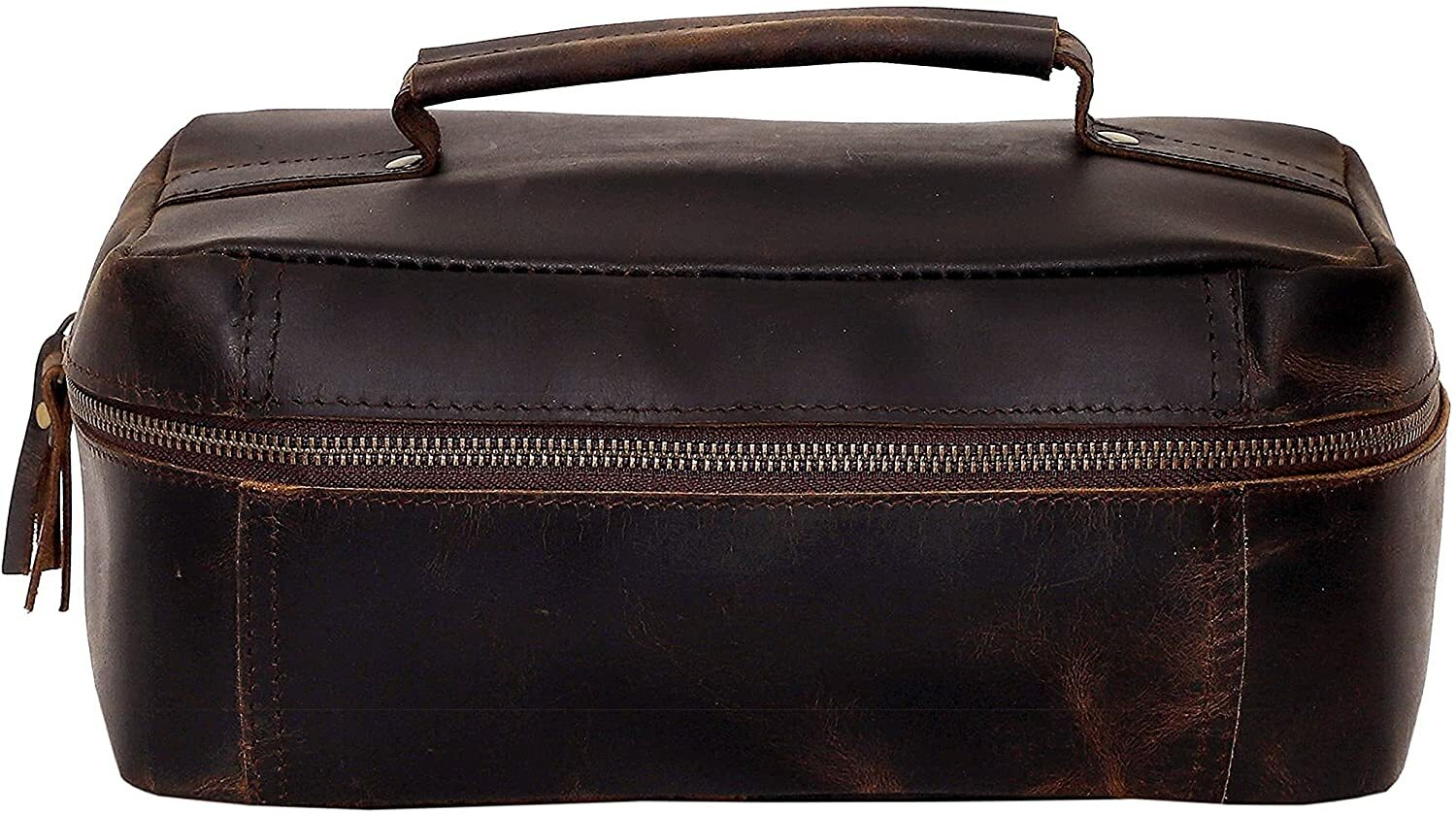 Brown Leather Shaving Kit Dopp Kit Overnight Toiletry Bag Travel Case New