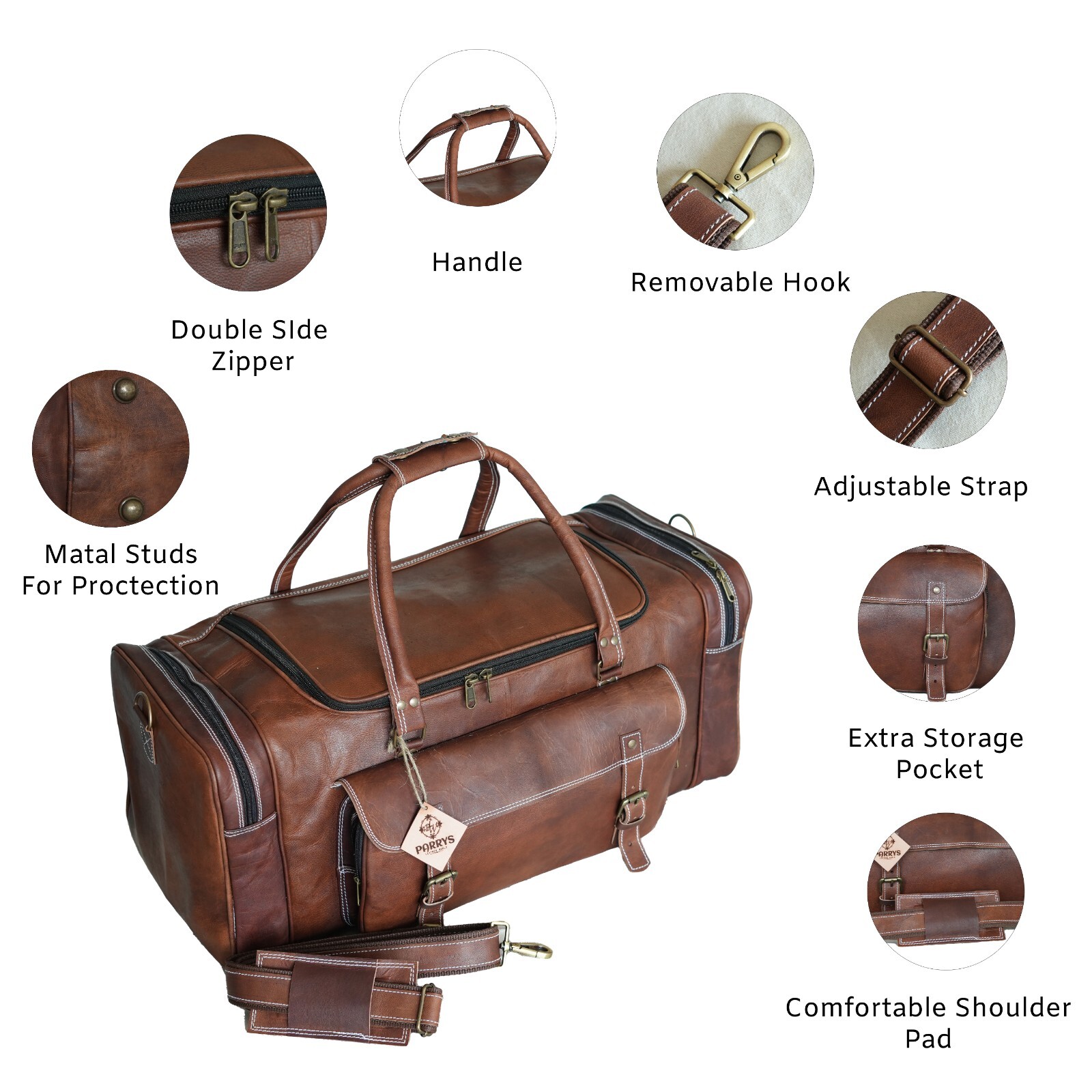 Mens Vintage Genuine Leather Duffle Bag Overnight Weekender Retro Luggage Unisex