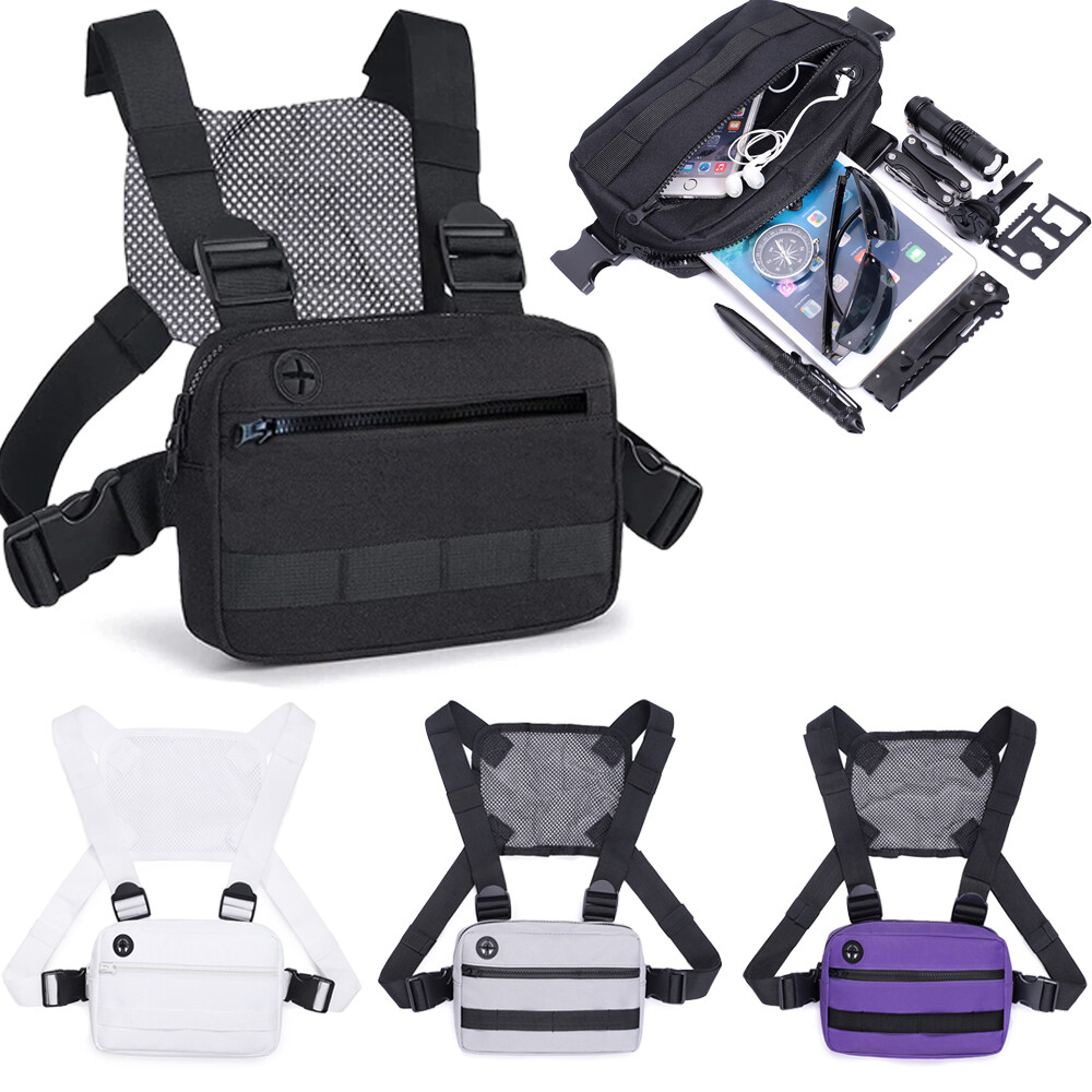 Men Tactical Molle Chest Rig Bag Front Pouch Recon Kit Bag Sport Protective Vest