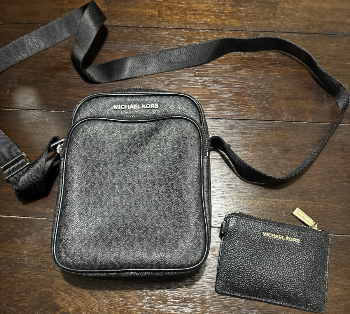 Michael Kors Men’s Black Crossbody Bag and Michael Kors Zipper Wallet