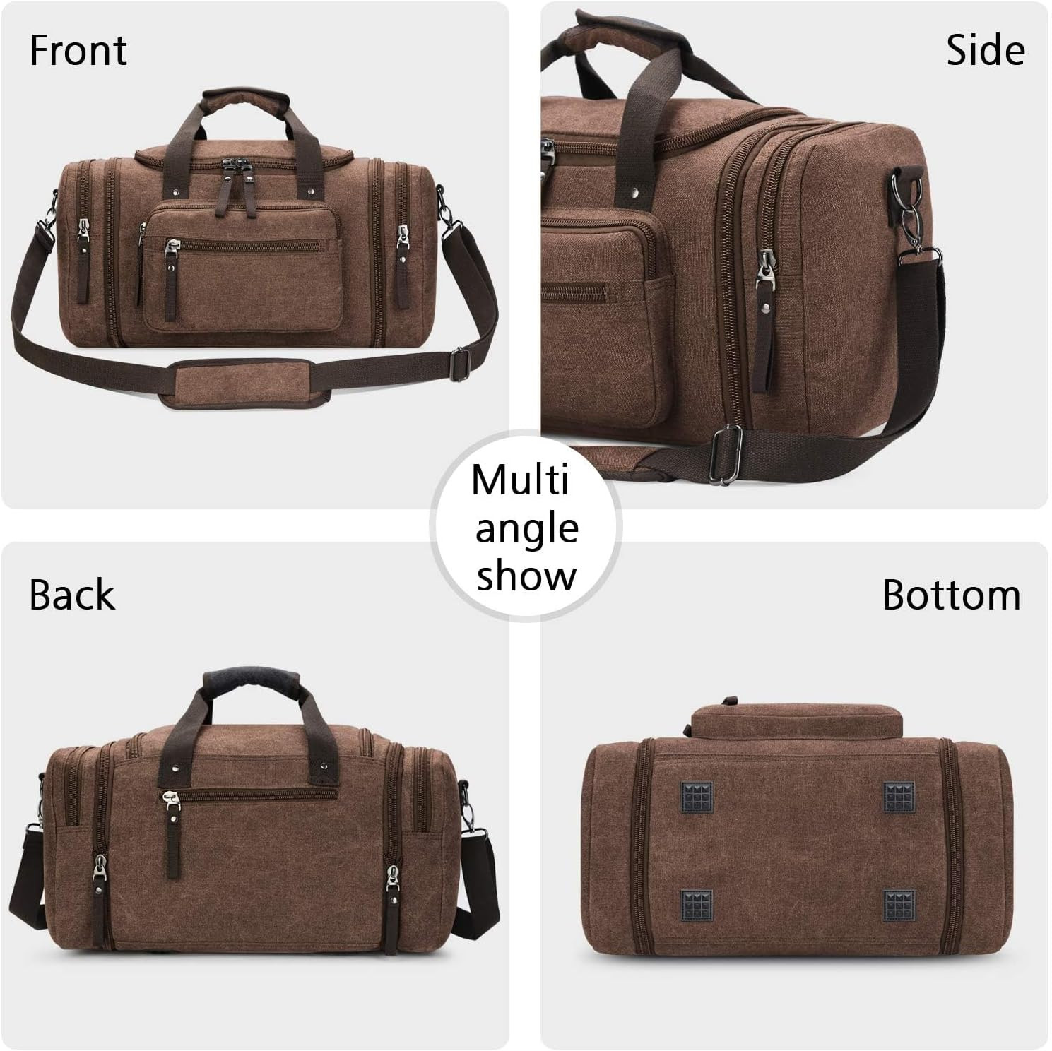 Duffel Bag Men’S Weekender Overnight Bag (Coffee) X-Large