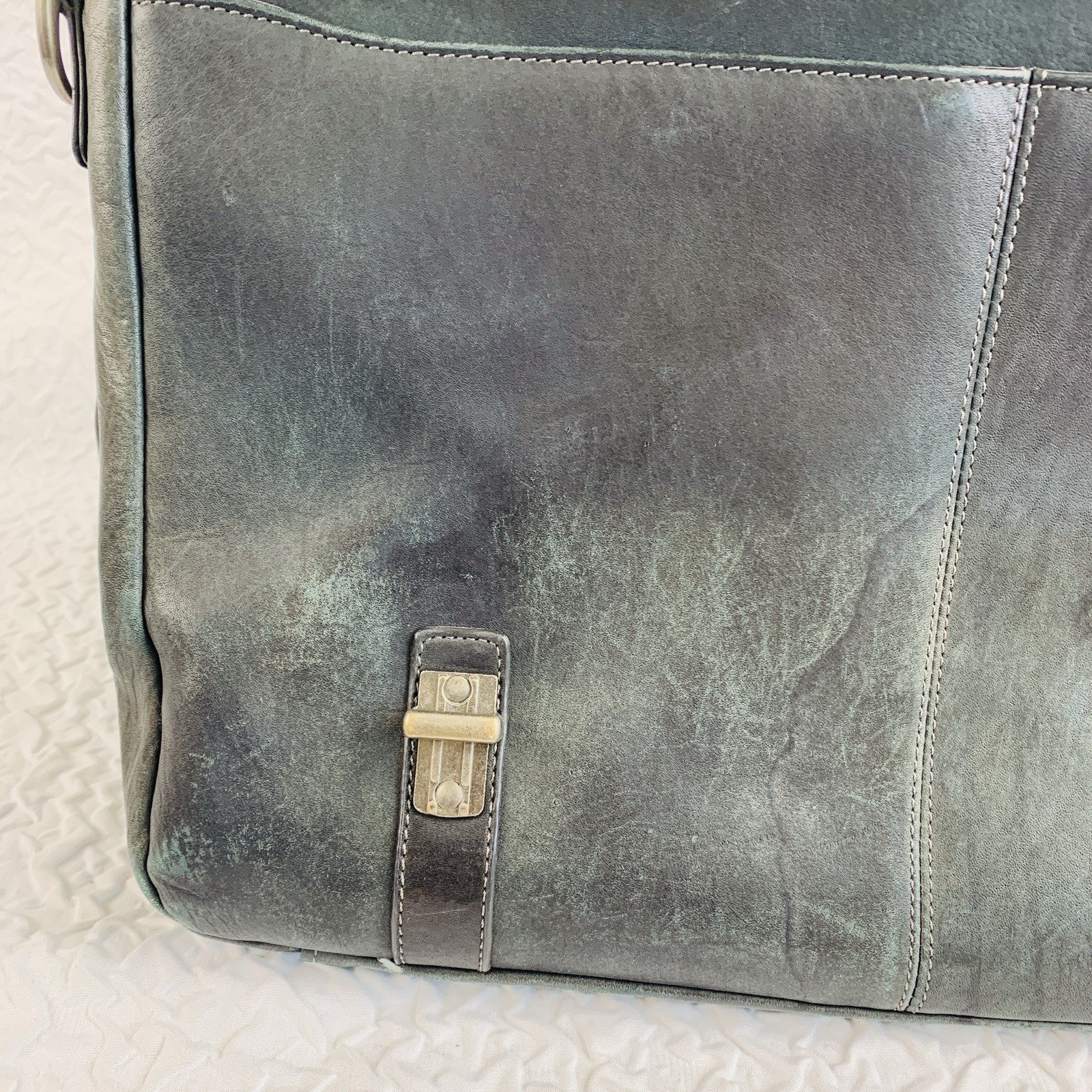 Samsonite Leather Flap-Over Messenger Bag Briefcase Laptop Case Dark Teal