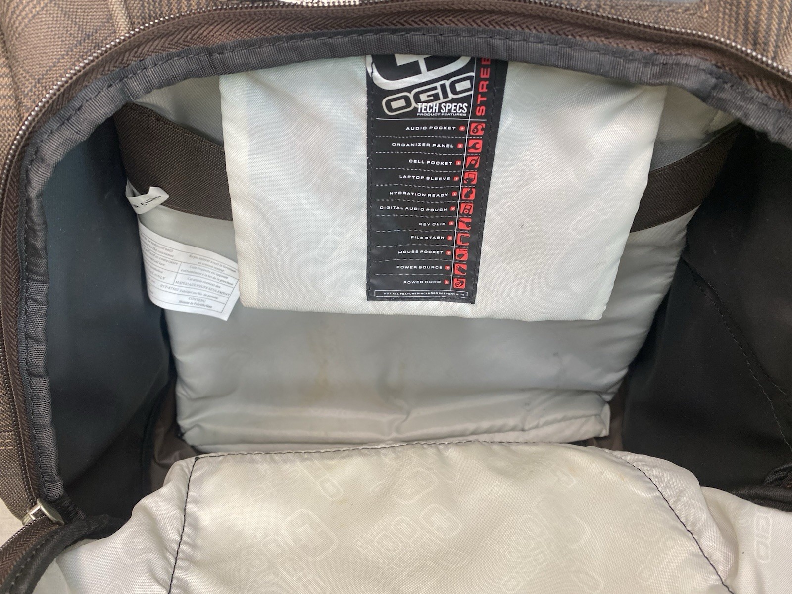 Ogio Metro Street Tech Specs Backpack Brown Pin Stripe Laptop Bag Usana Logo