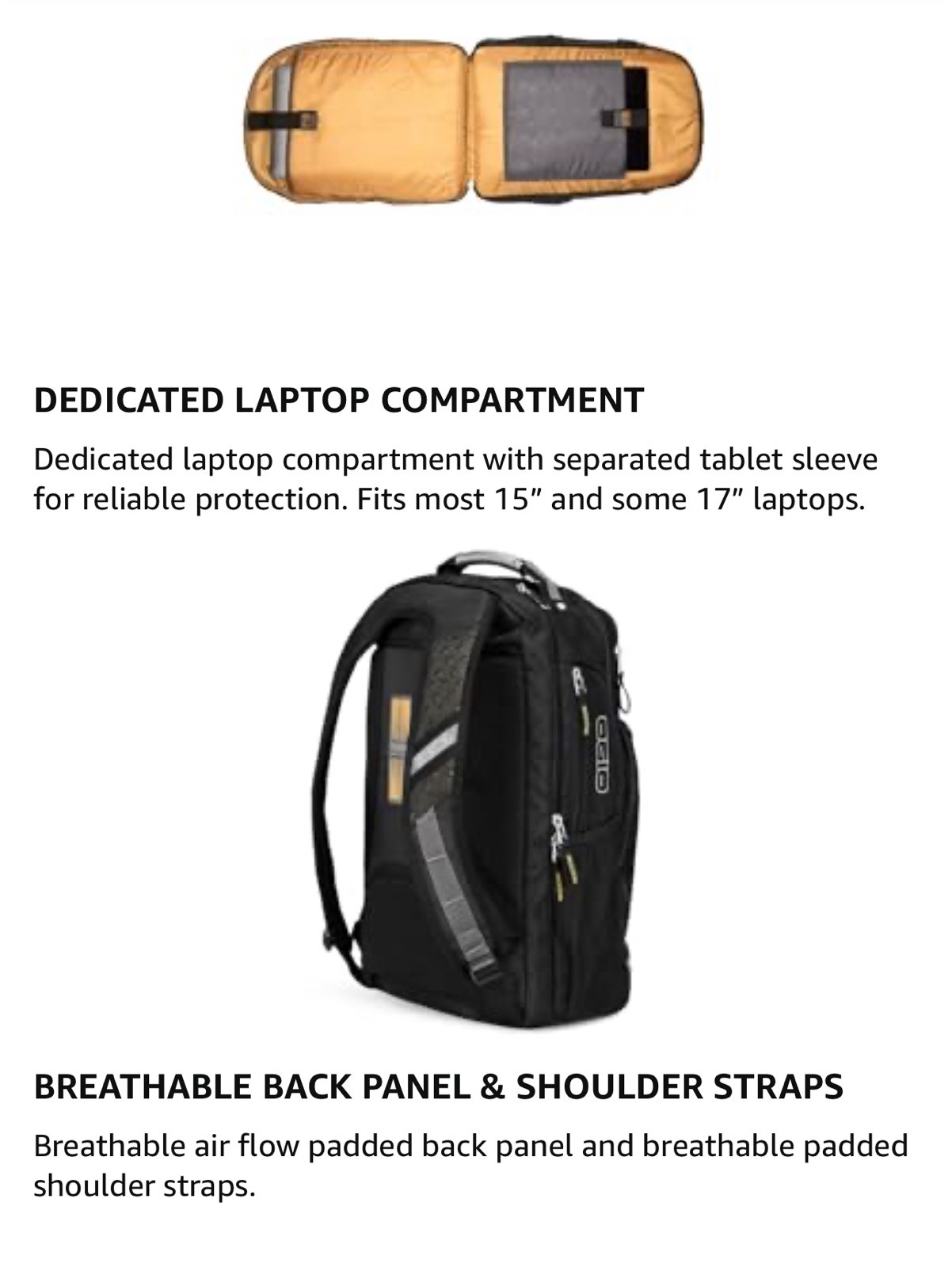 Ogio – Callaway Axle Backpack, Black, 19.25″ H x 13″ W x 9.25″ D – Very Good
