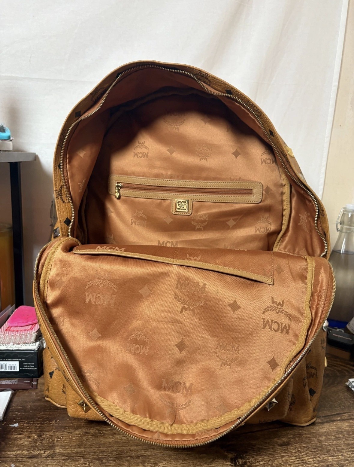 MCM Tan Stark Backpack with receipt