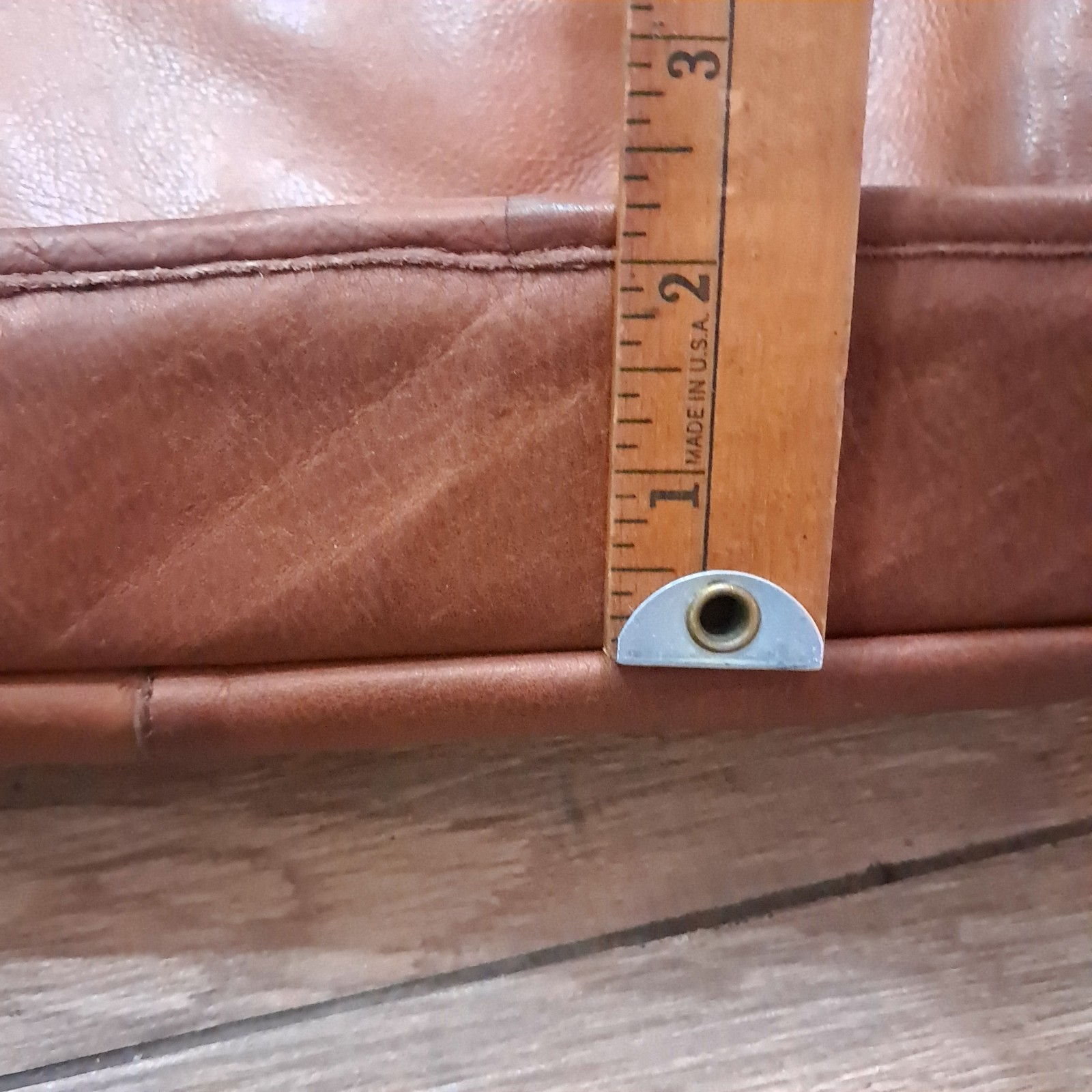 EKA Leather Briefcase Crossbody Laptop Document Case camel brown tan Vintage