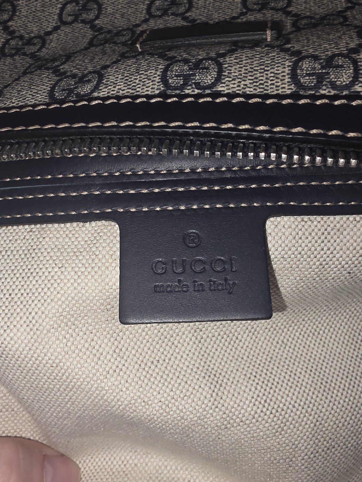 Auth Gucci GG Imprime PVC Leather Black Belt Bag