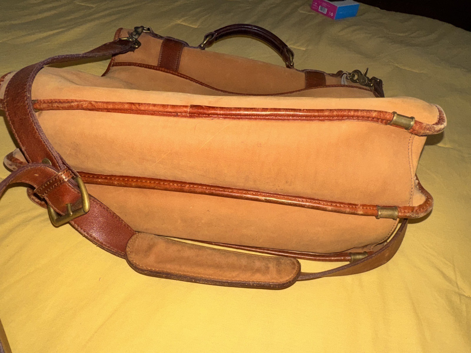 VTG Timberland Briefcase Men Tan Leathe USA Made Gorpcore Messenger Bag Heritage