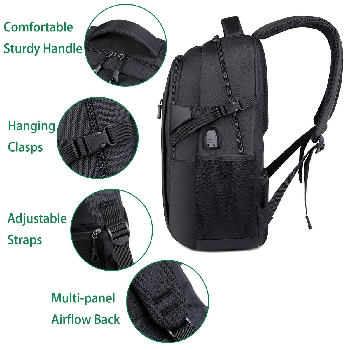 Men Women Backpack Travel Rucksack School 15.6″ Laptop Bag W/ USB Charging Port