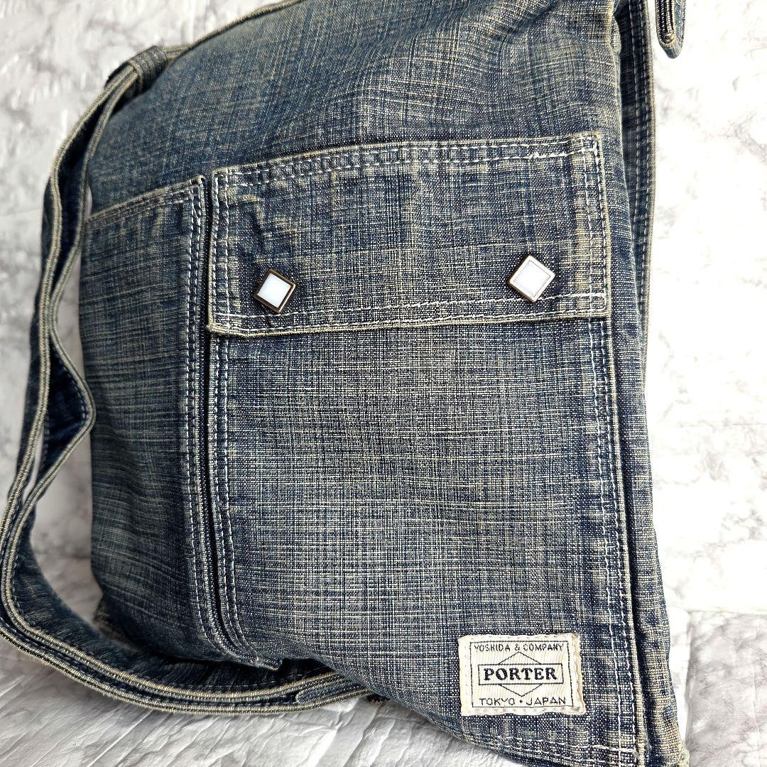 Porter Ounce Shoulder Bag Denim One Wash Used
