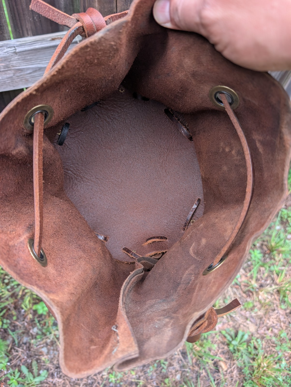 BOHO leather cowhide buffalo duffel bucket bag distressed cowboy western style