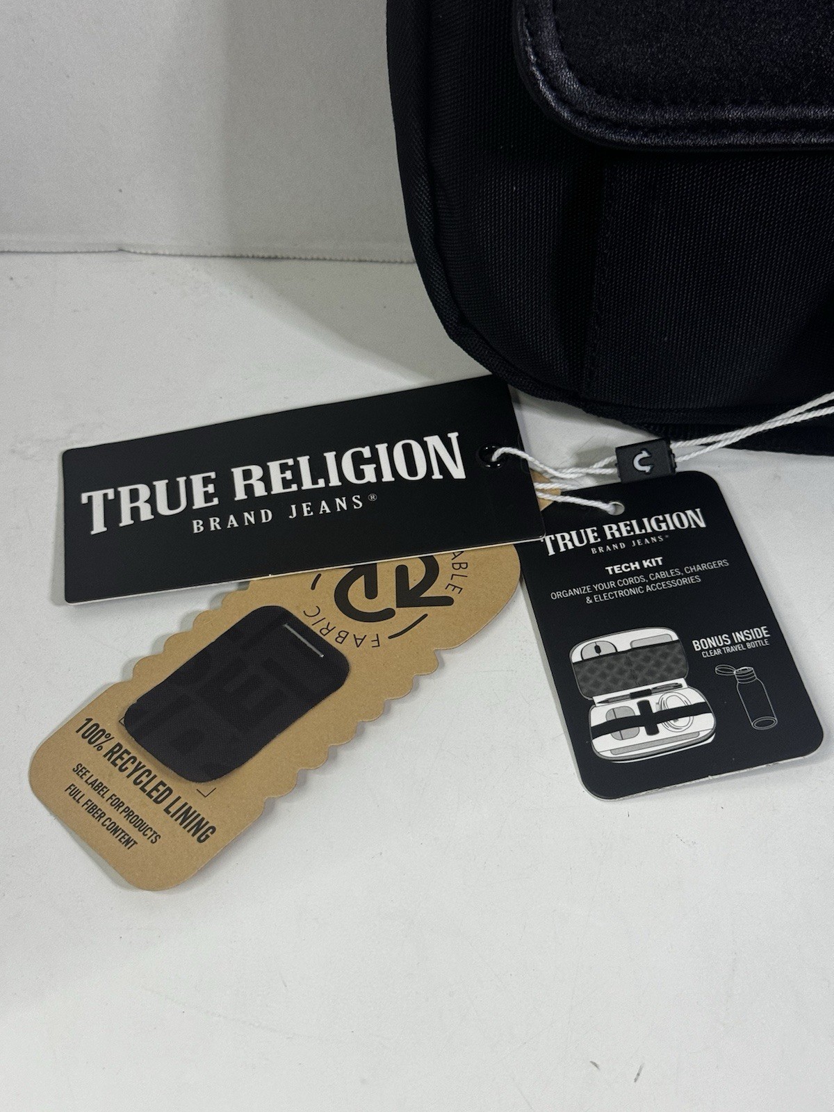 True Religion Tech Kit Small Travel Cable Toiletry Bag Black NWT NEW RARE