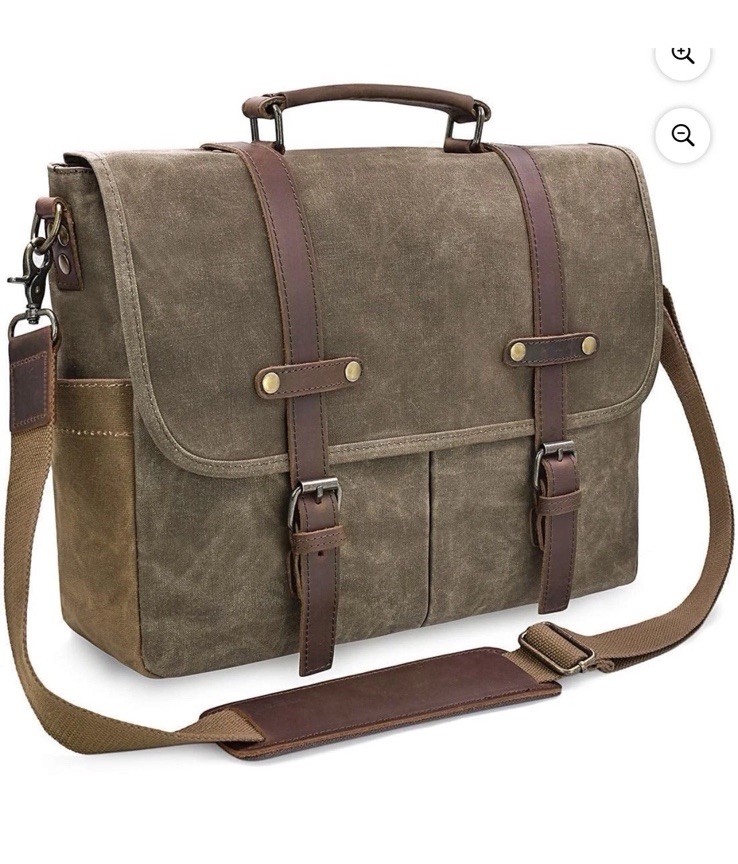 NEWHEY Men’s Rugged Leather Waterproof 15.6” Brown MessengerBag Laptop NWT