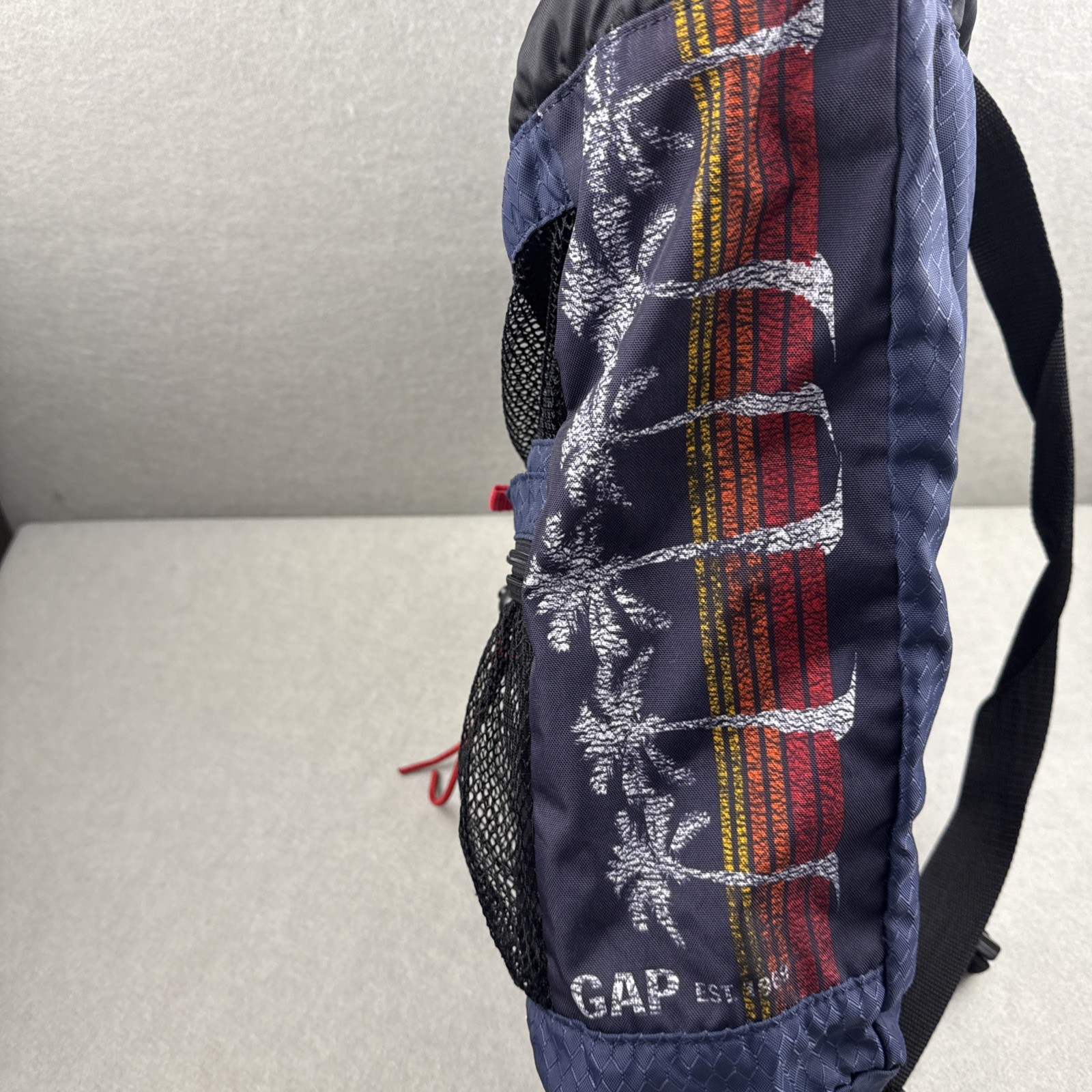 GAP Surf Backpack 2004 Blue Red Cinch Bag Y2K Gorpcore Mesh Beach Gear Pack