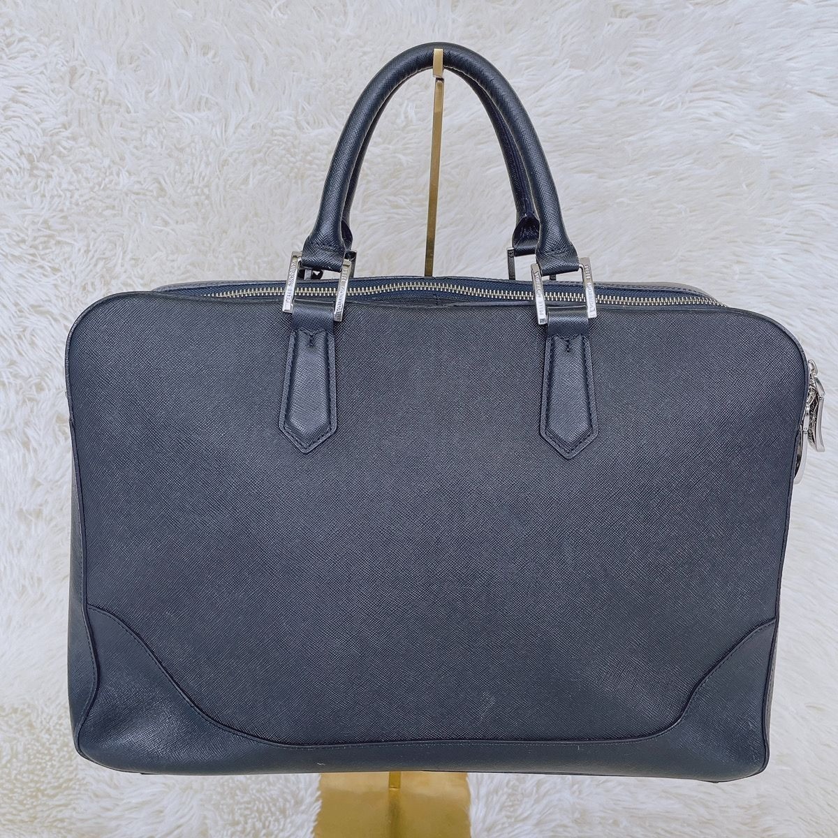 【No Shoulder Strap】Pelle Morbida Capitano Navy Business Bag Briefcase Used