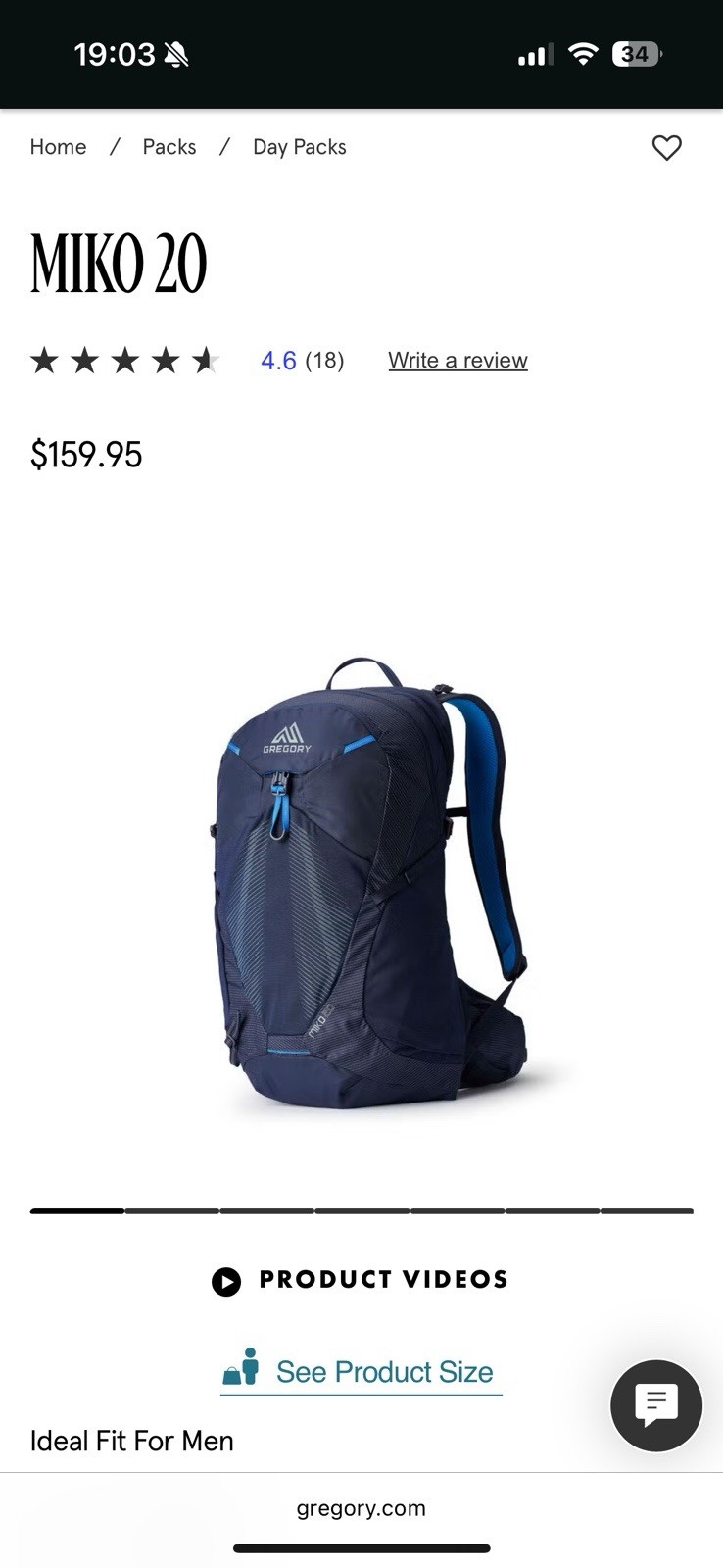 Gregory Miko 20L Daypack Volt Blue Men’s Backpack Lightly Used