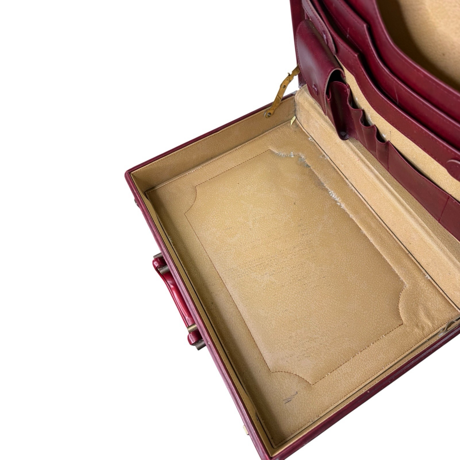Vintage Burgundy Hard Shell Attache Briefcase Combination Lock Portfolio Case