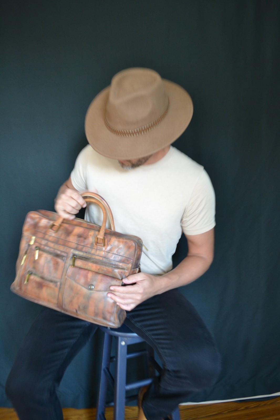 Dolce Gabbana leather briefcase work bag travel beige brown tan Gray black camo