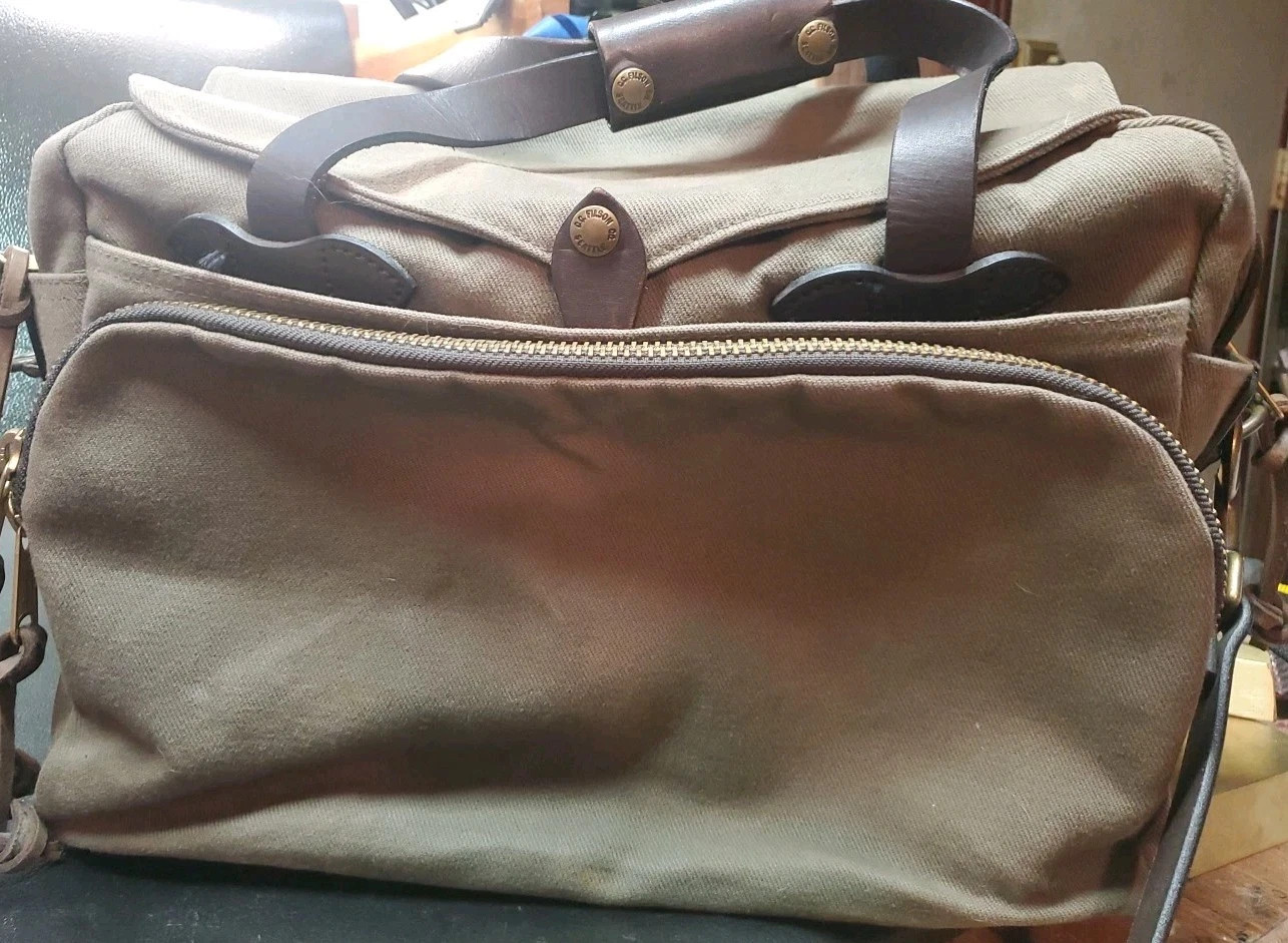 Vintage Filson Rugged Twill Padded Computer Bag Briefcase Otter Green 258