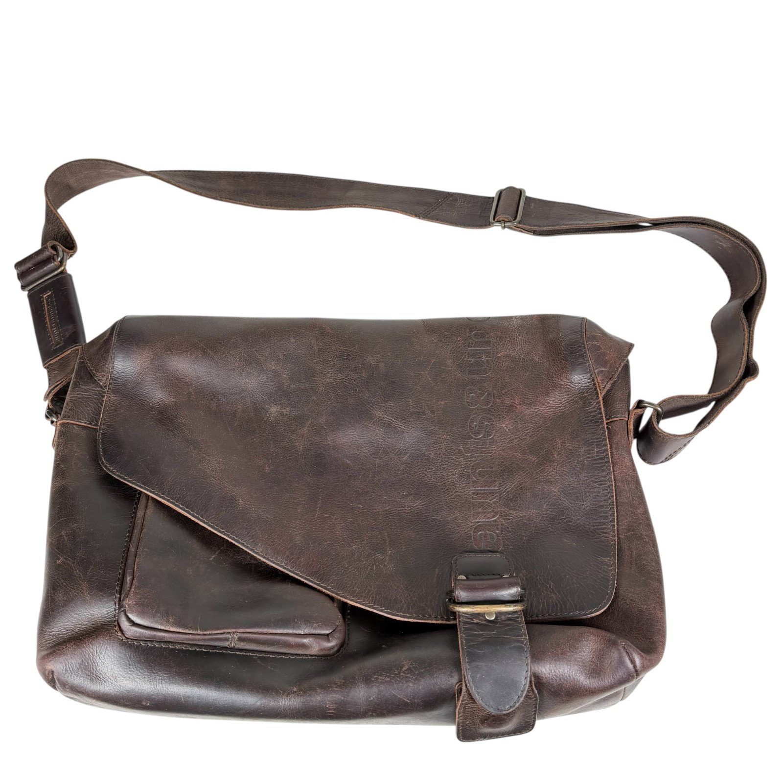 VTG Aunts and Uncles Dark Brown Workaholic Humus Leather Messenger Crossbody Bag