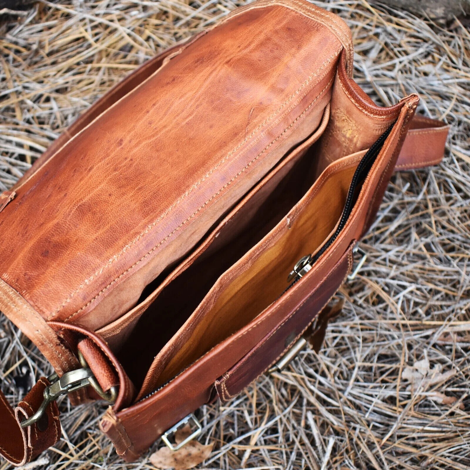9X11 All in Inches Messenger Bag Vintage Leather Men’s Laptop Shoulder Satchel