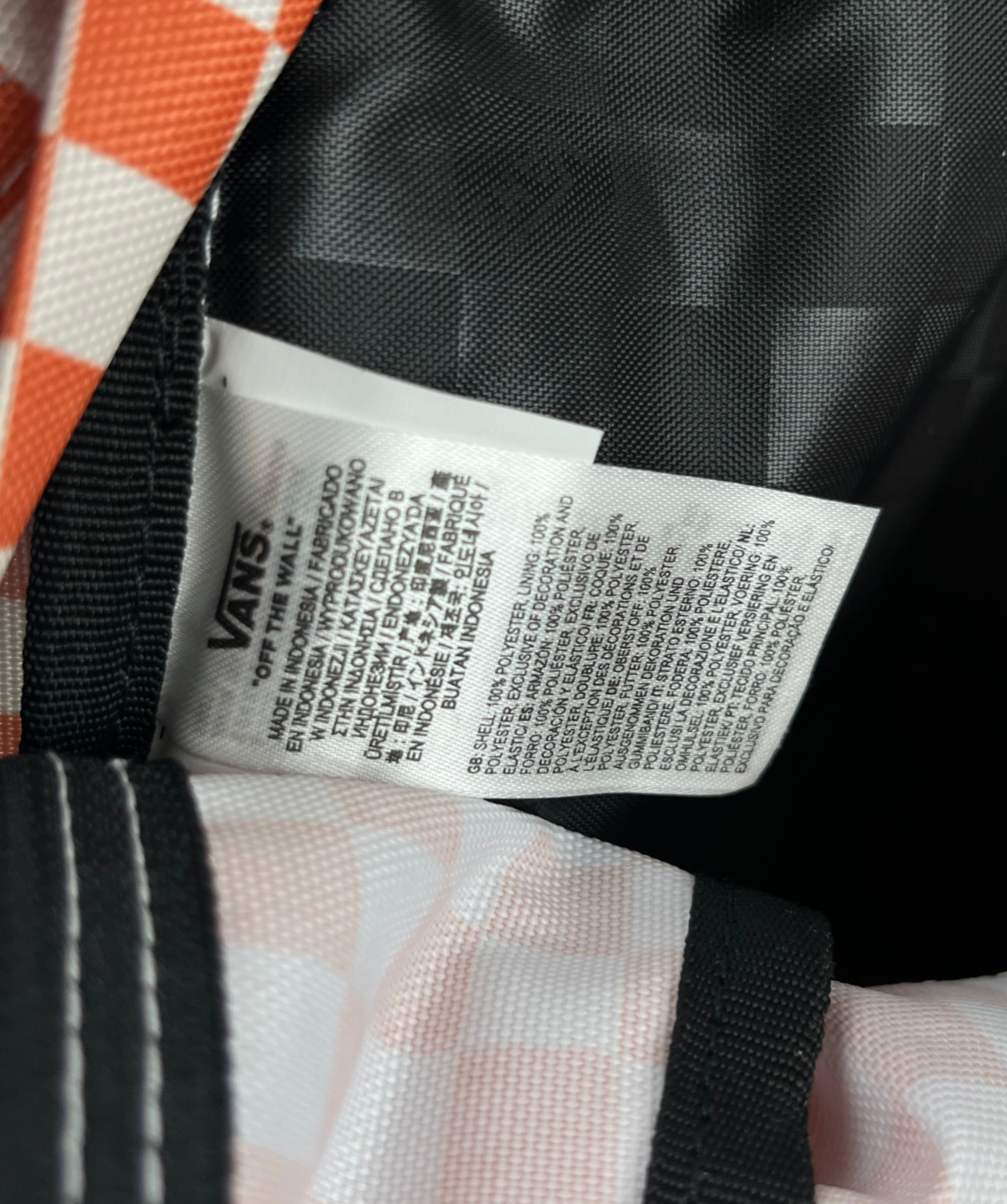 Vans Checkerboard Backpack Orange White Laptop School Travel Daypack Large NWT