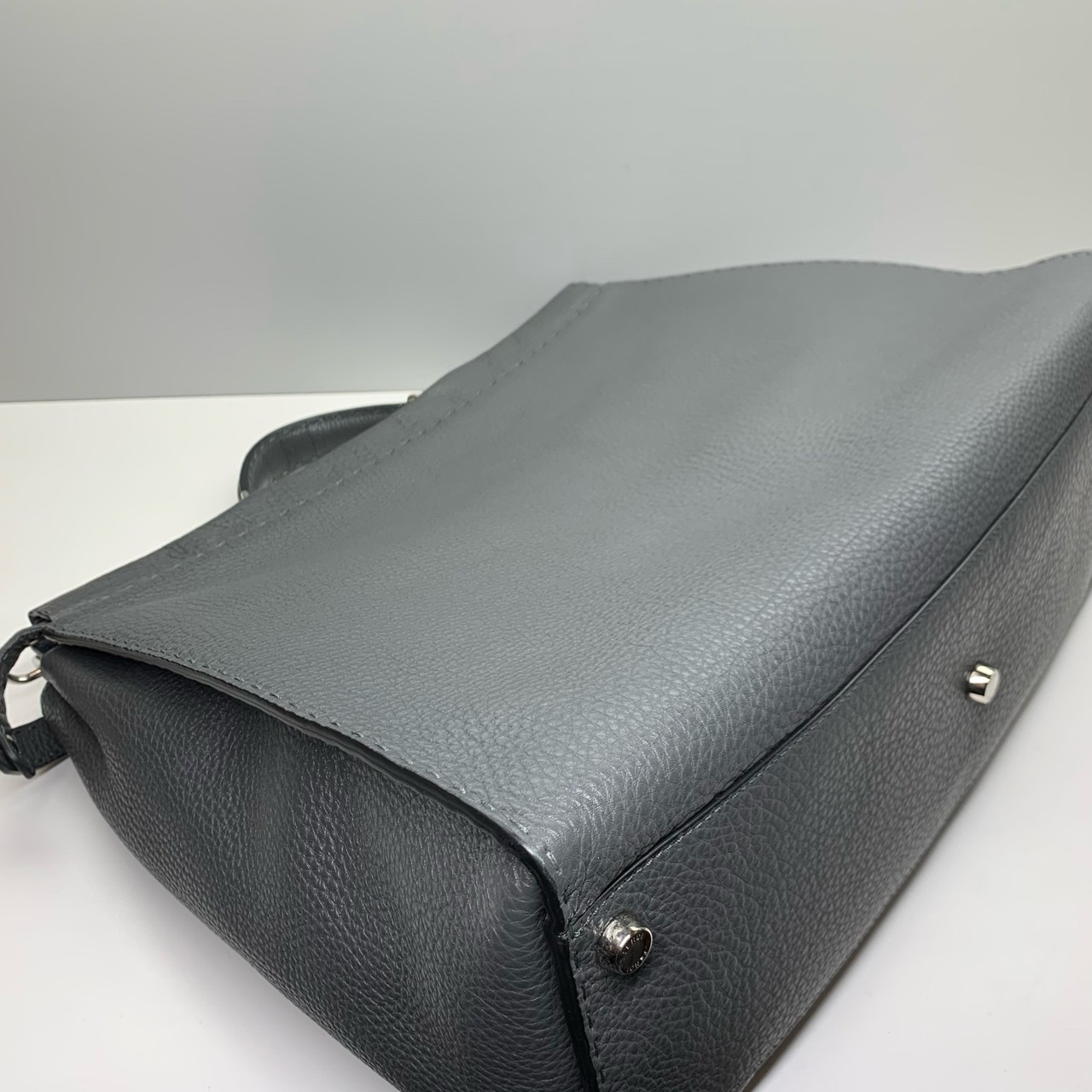 Fendi Pre-Owned Authentic Peekaboo Briefcase Crossbody Grey Blue 42x35x18cm