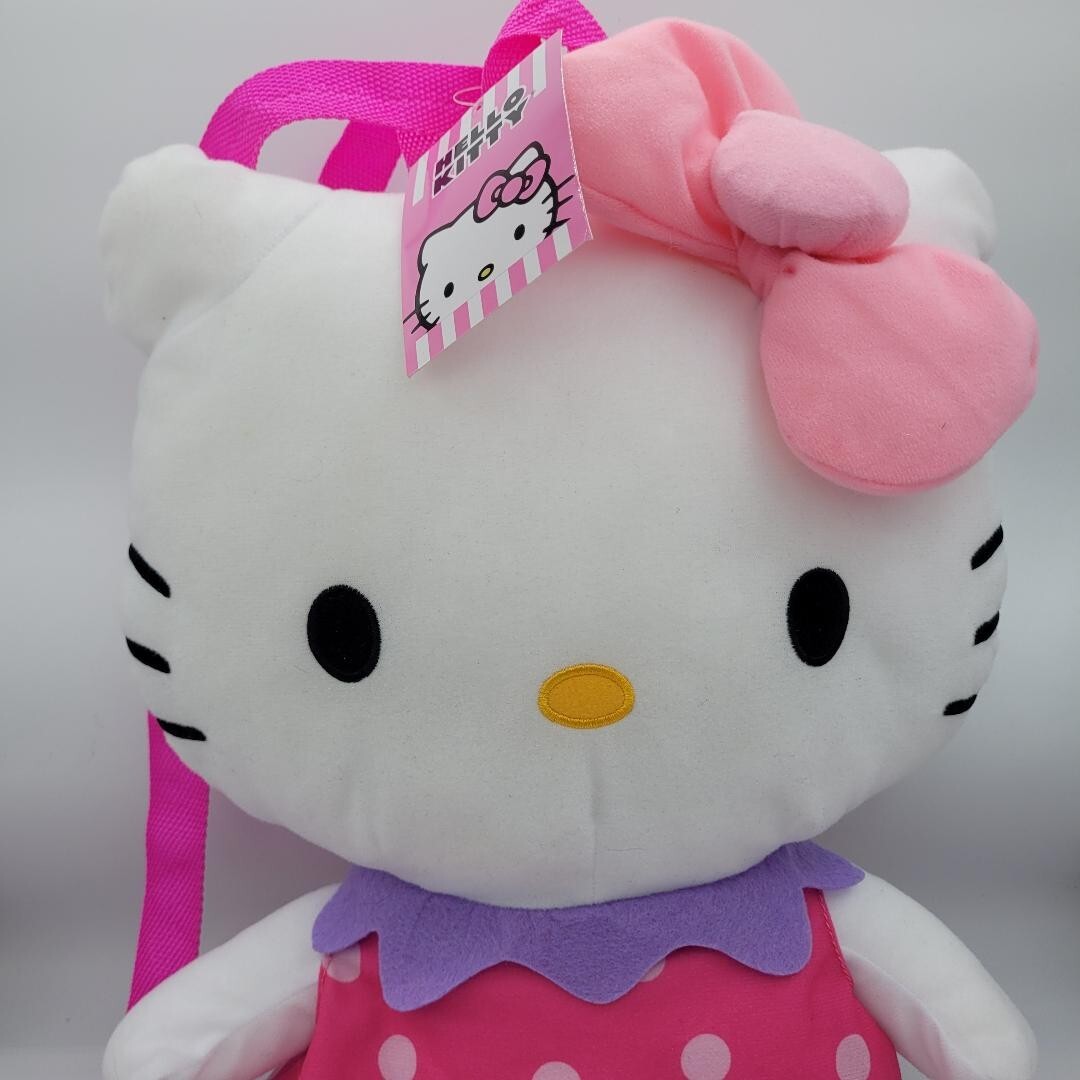 Hello Kitty Strawberry 16″ Plush Backpack Multi-Color-NWT