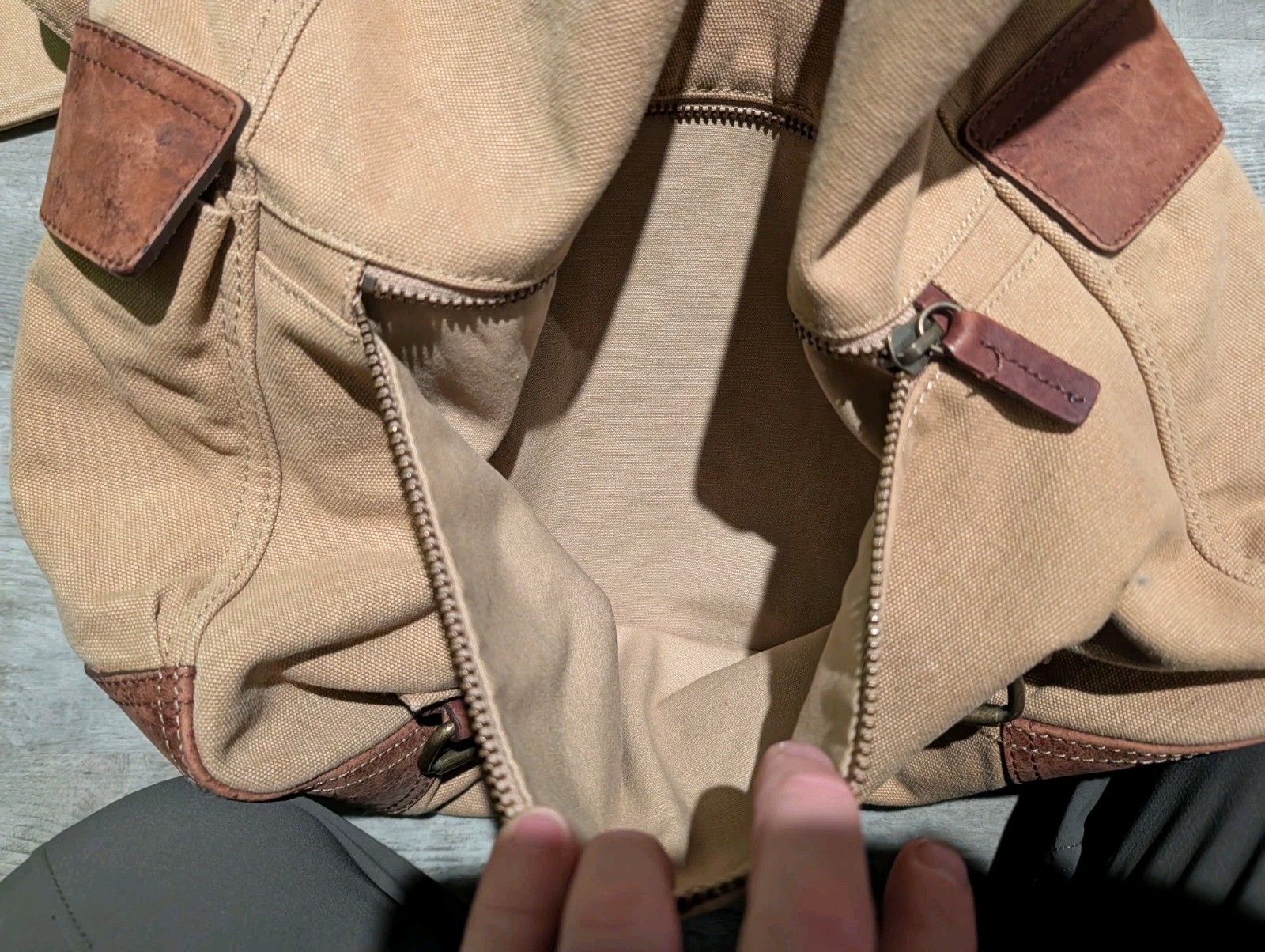 J Crew Dry Goods Abingdon Canvas Messenger Bag Cotton Leather Trim Shoulder Bag