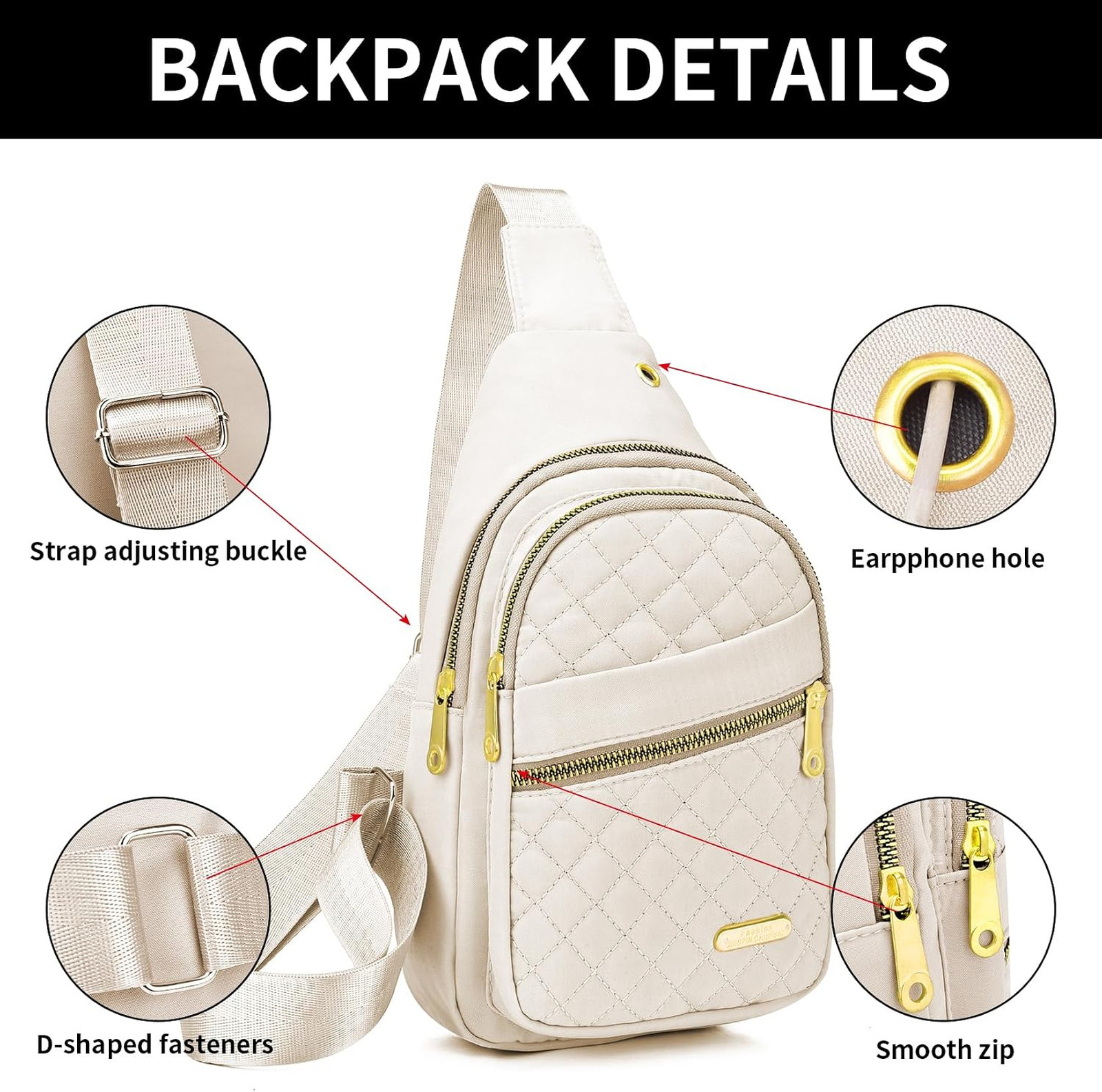 Small Crossbody Sling Bag for Women Men Nylon Lightweight Compact Travel Pack