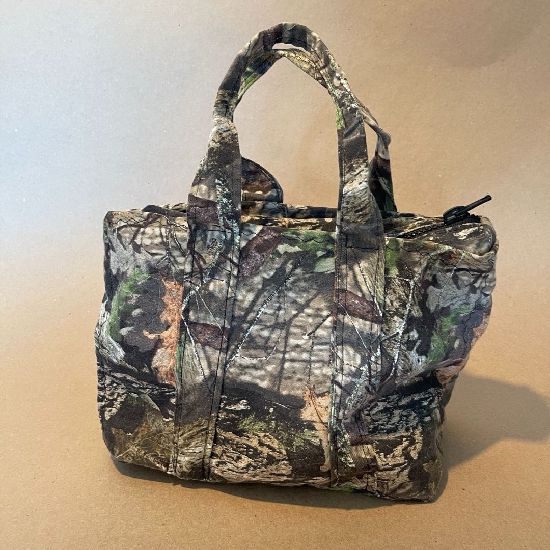 Handmade Upscaled Zipper Tote — Mossy Oak tarp X 5.11 cargo pants inside pockets