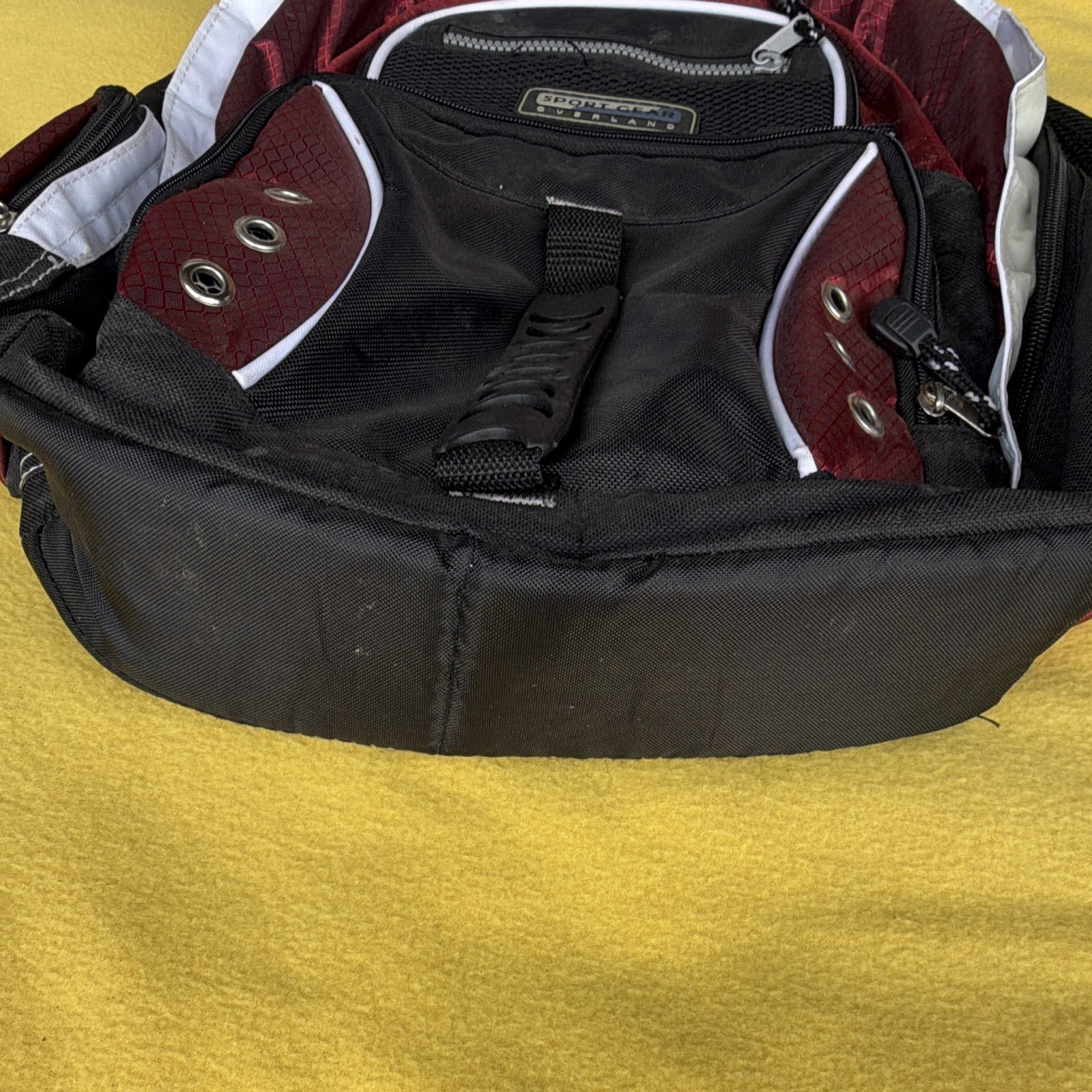 Sport Gear Overland Medium Backpack Black/Red/White Padded Multi-Pocket Zip