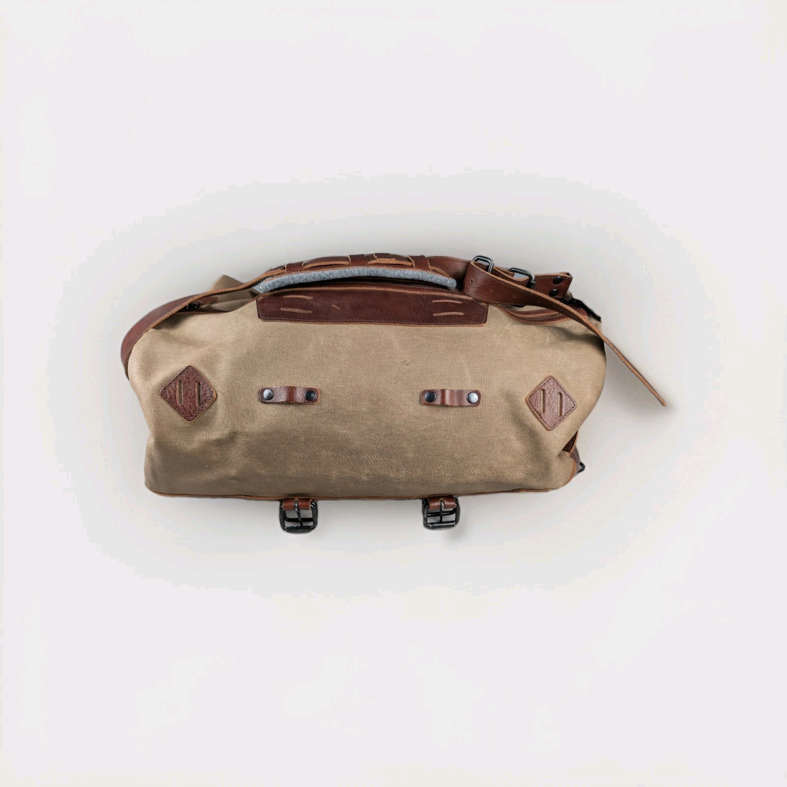 Buffalo Jackson Dakota Waxed Canvas Duffle Bag Leather Has Strap Missing Handles