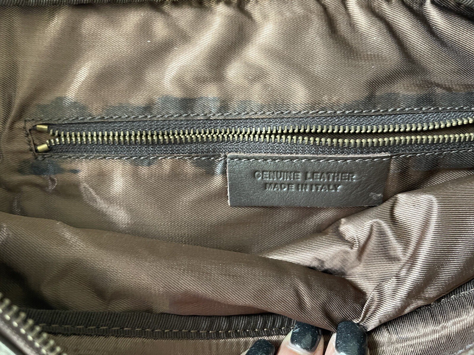 Armani Exchange Chocolate Calf Leather Messenger Crossbody Bag