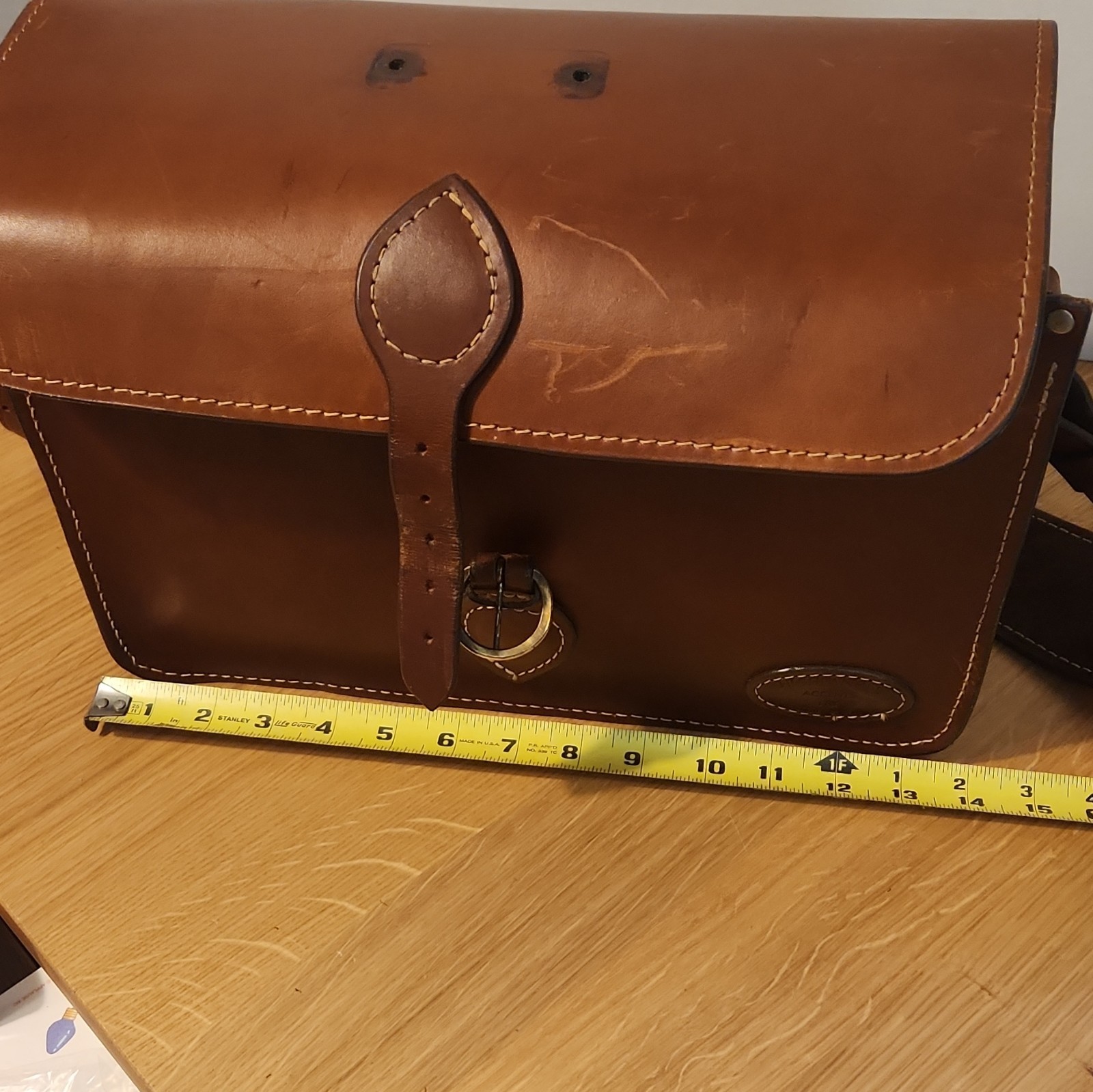 Highlander Leather Accents LTD Brown Messenger Bag, Buckle Closure, Adj Strap