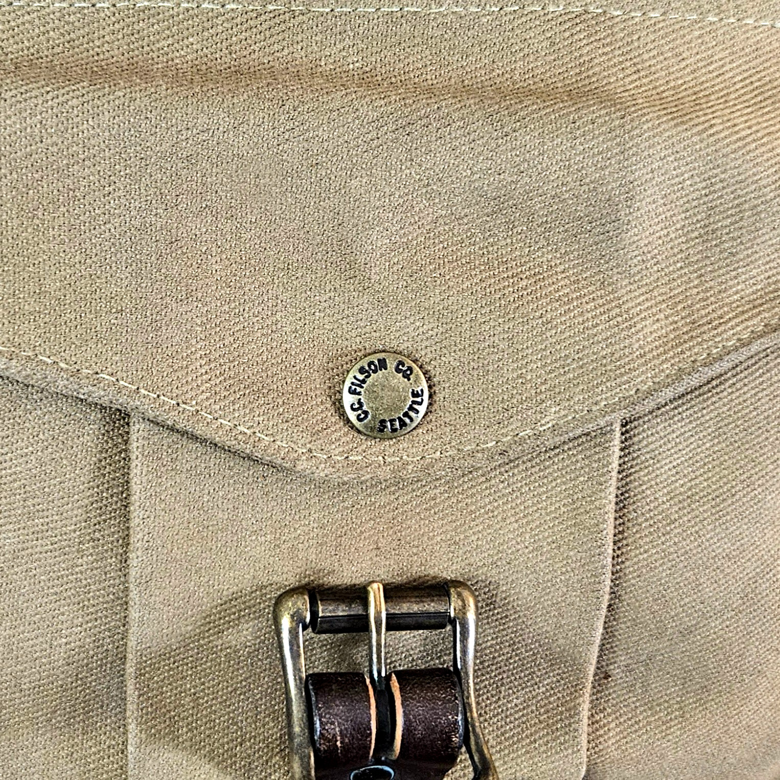Filson Small Rugged Twill Field Bag, Tan Canvas, Made in USA | MSRP $465
