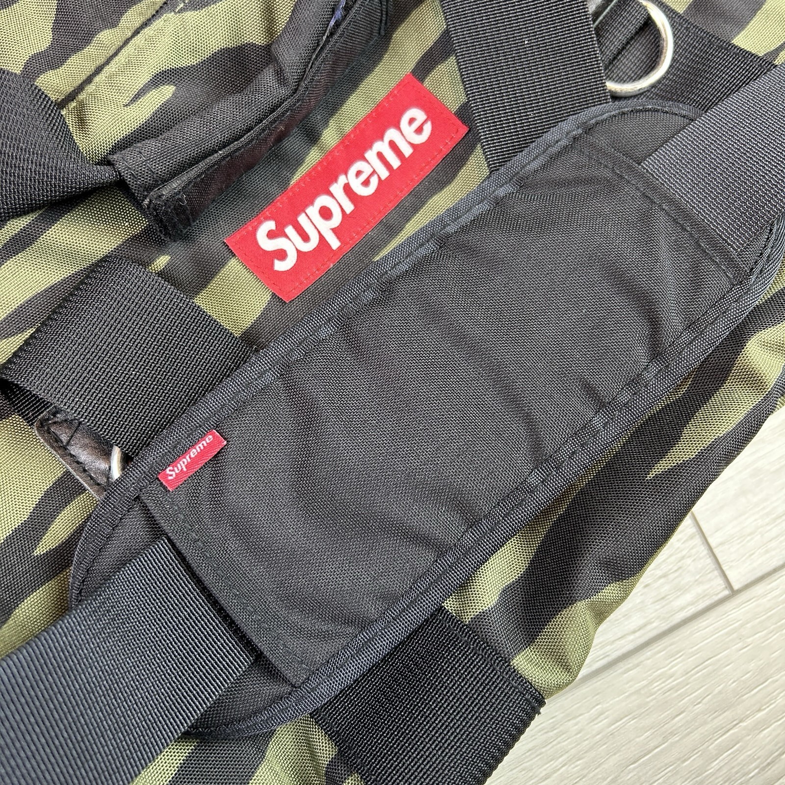 SUPREME S/S 2011 OLIVE ZEBRA DUFFLE BAG Box Logo Backpack Pouch Green Camo Print